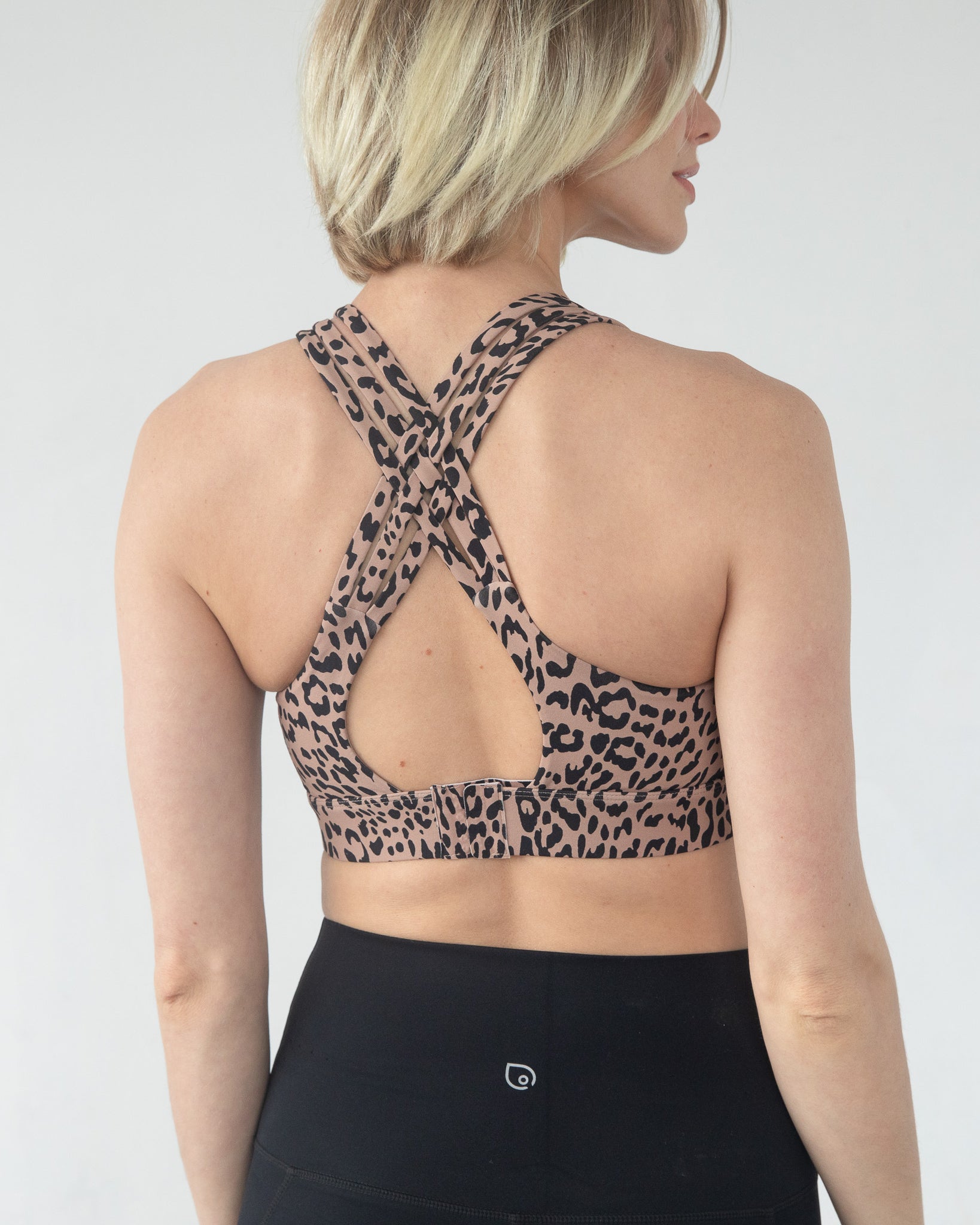 Chloe 4 Running Nursing Sports Bra, Brown leopard, large chested, sweat and milk