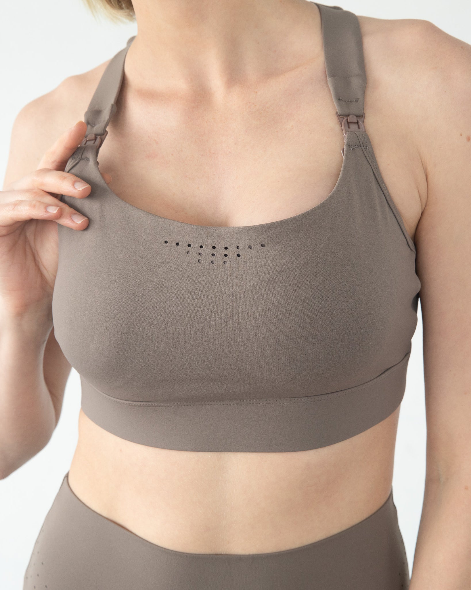 Venice 5 High Impact Nursing and Pumping sports bra, brown, sweat & milk, large chested