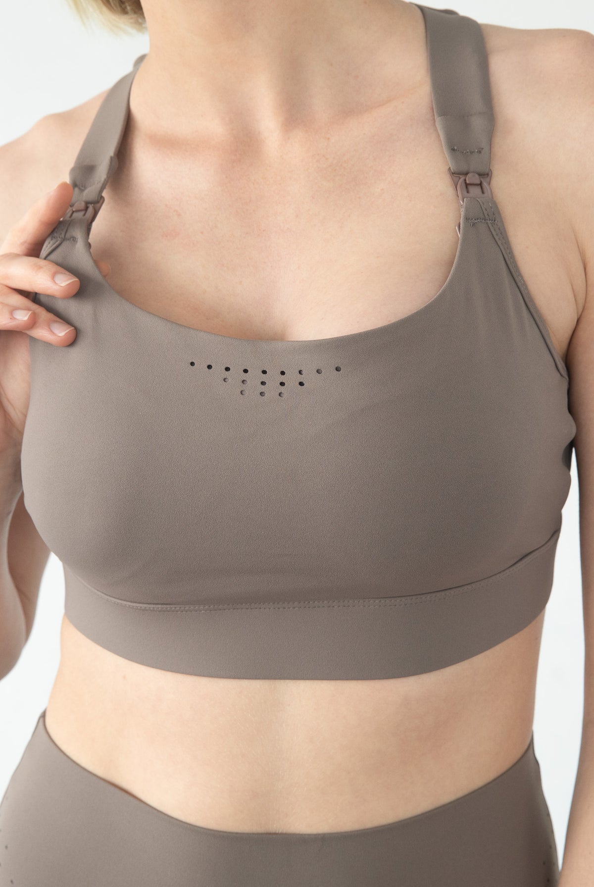Venice 5 High Impact Nursing and Pumping sports bra, brown, sweat & milk, large chested