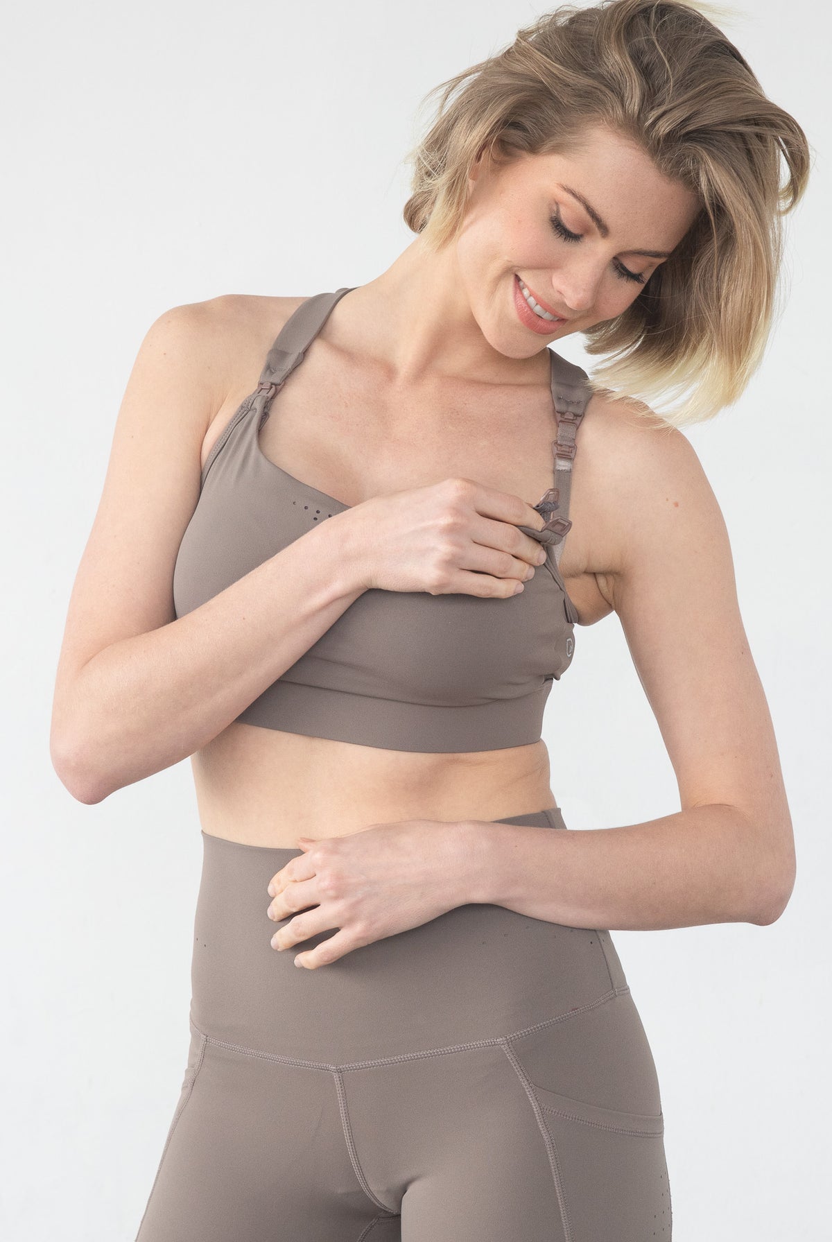 Venice 5 High Impact Nursing and Pumping sports bra, brown, sweat & milk, large chested