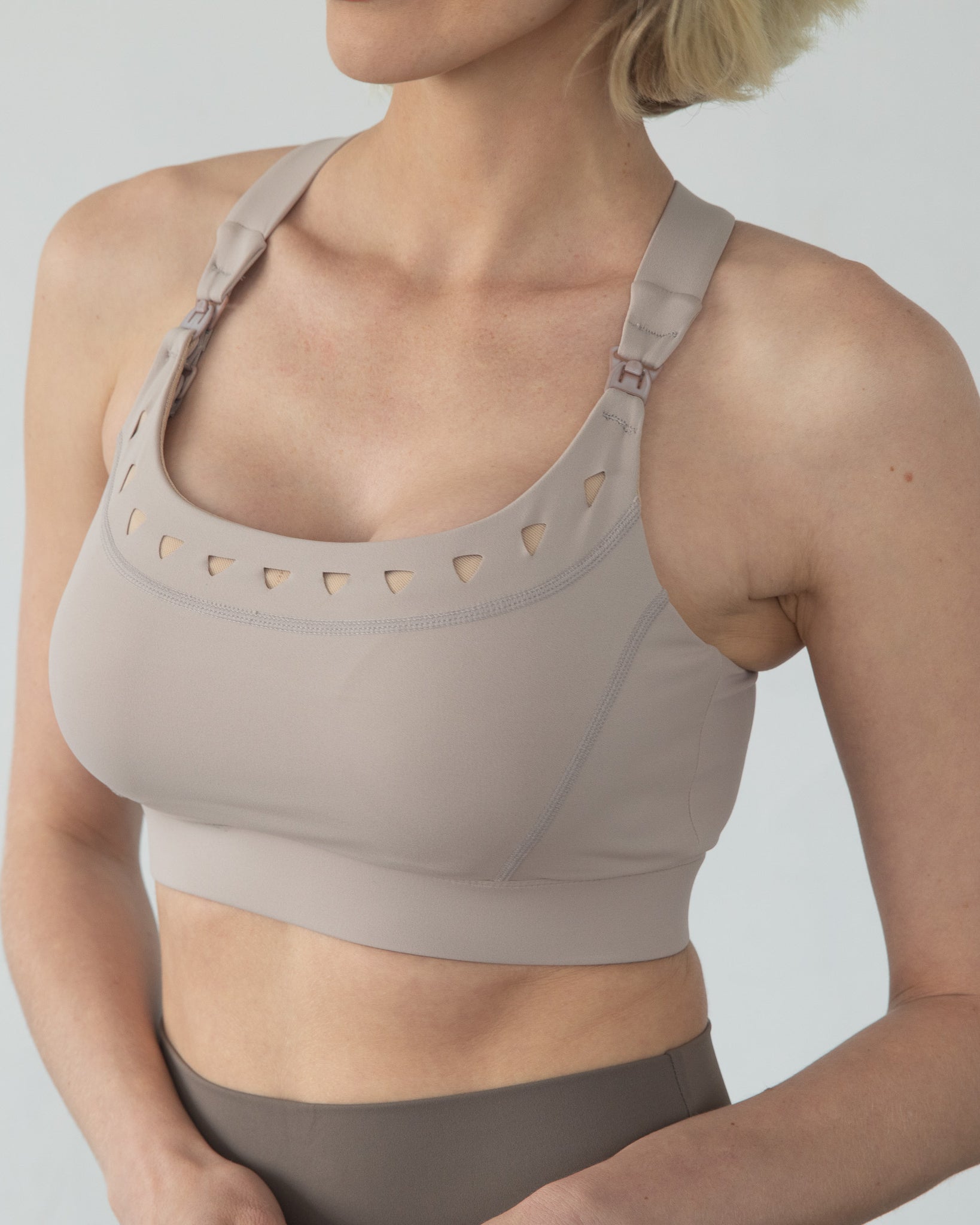 Venice 4 High impact Nursing & Pumping sports bra, Chai, big chested, sweat and Milk