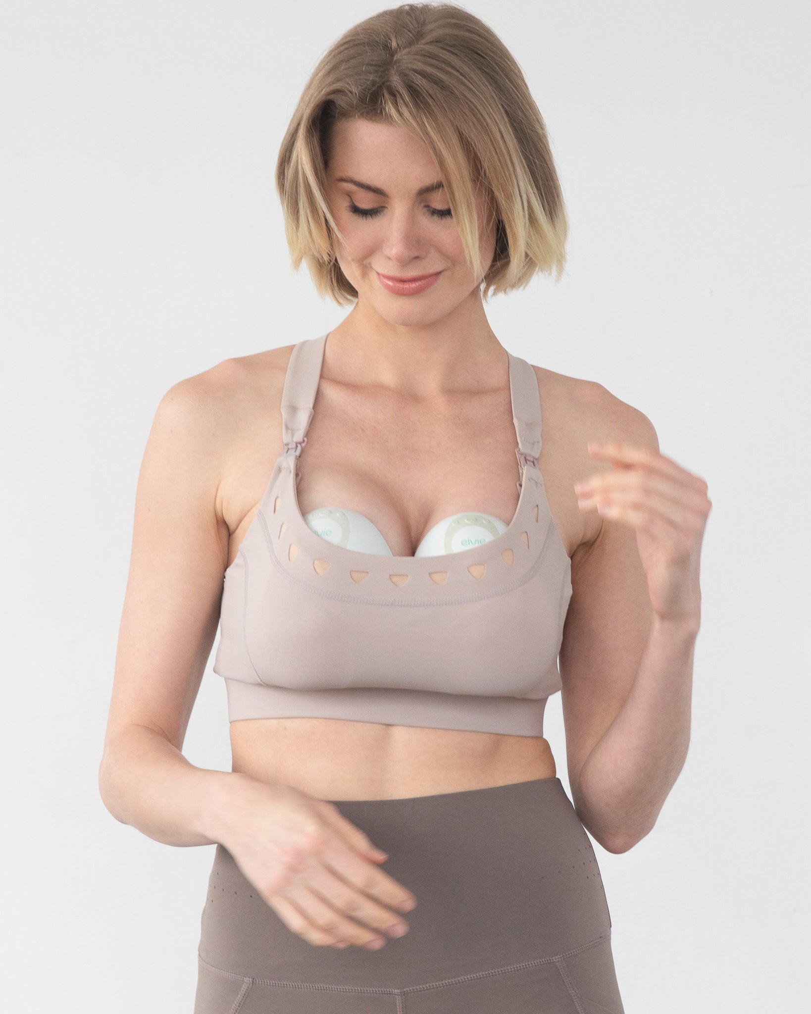 Venice 4 High impact Nursing & Pumping sports bra, Chai, big chested, sweat and Milk