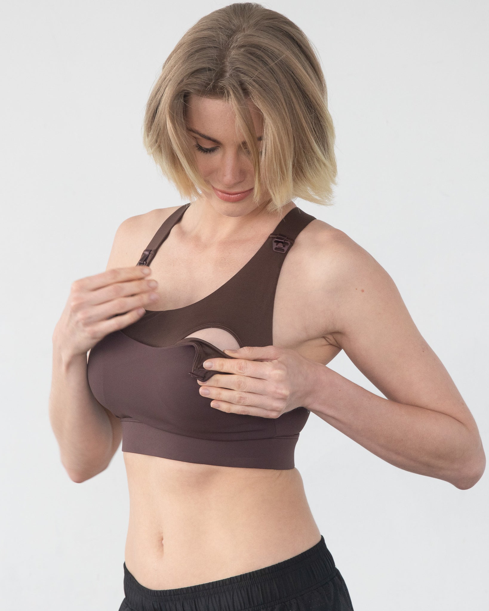 Venice High impact Nursing Sports bra, Sweat and MIlk