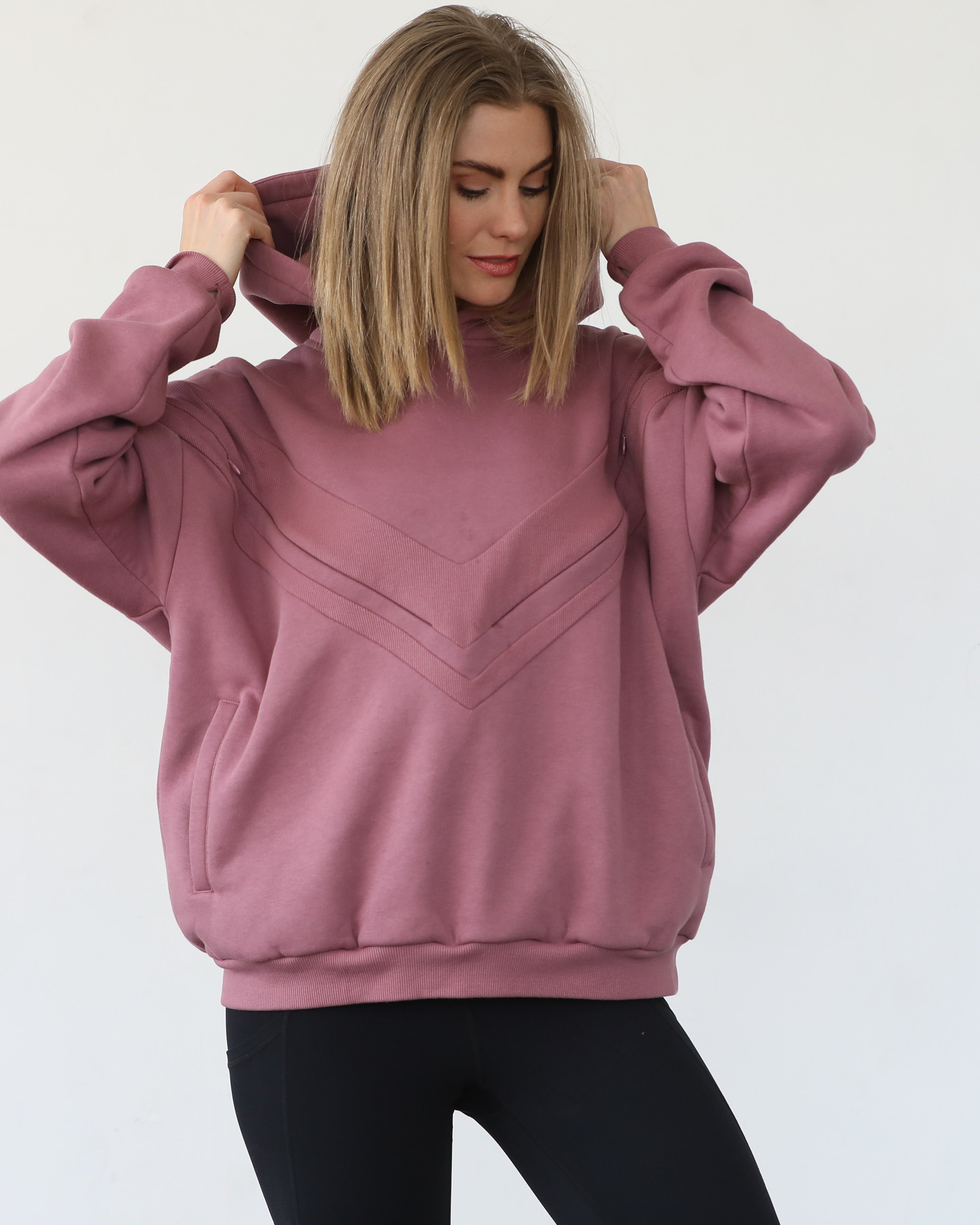 Isabella nursing and pregnancy hoodie, sweat and milk, mauve smoke