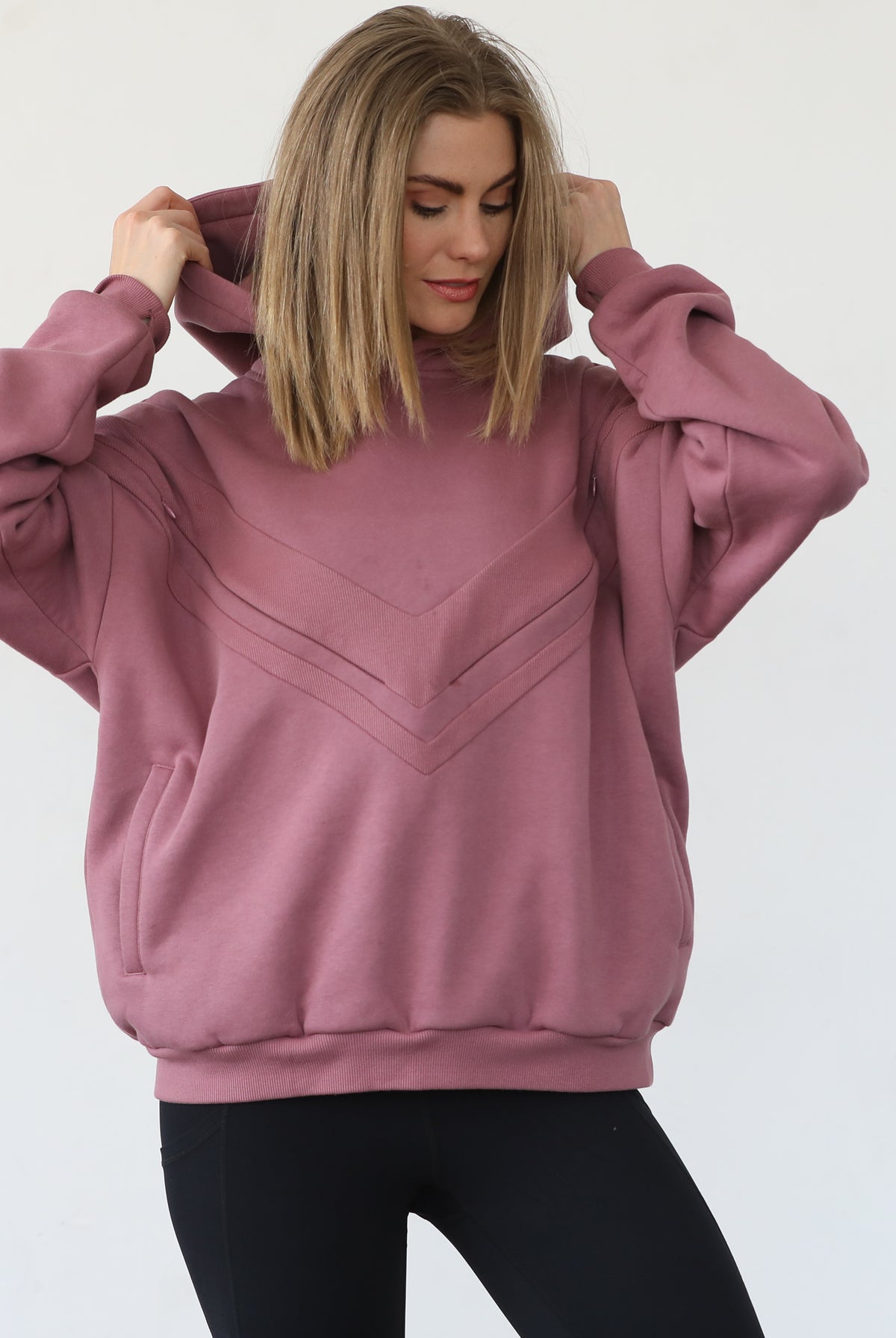 Isabella nursing and pregnancy hoodie, sweat and milk, mauve smoke