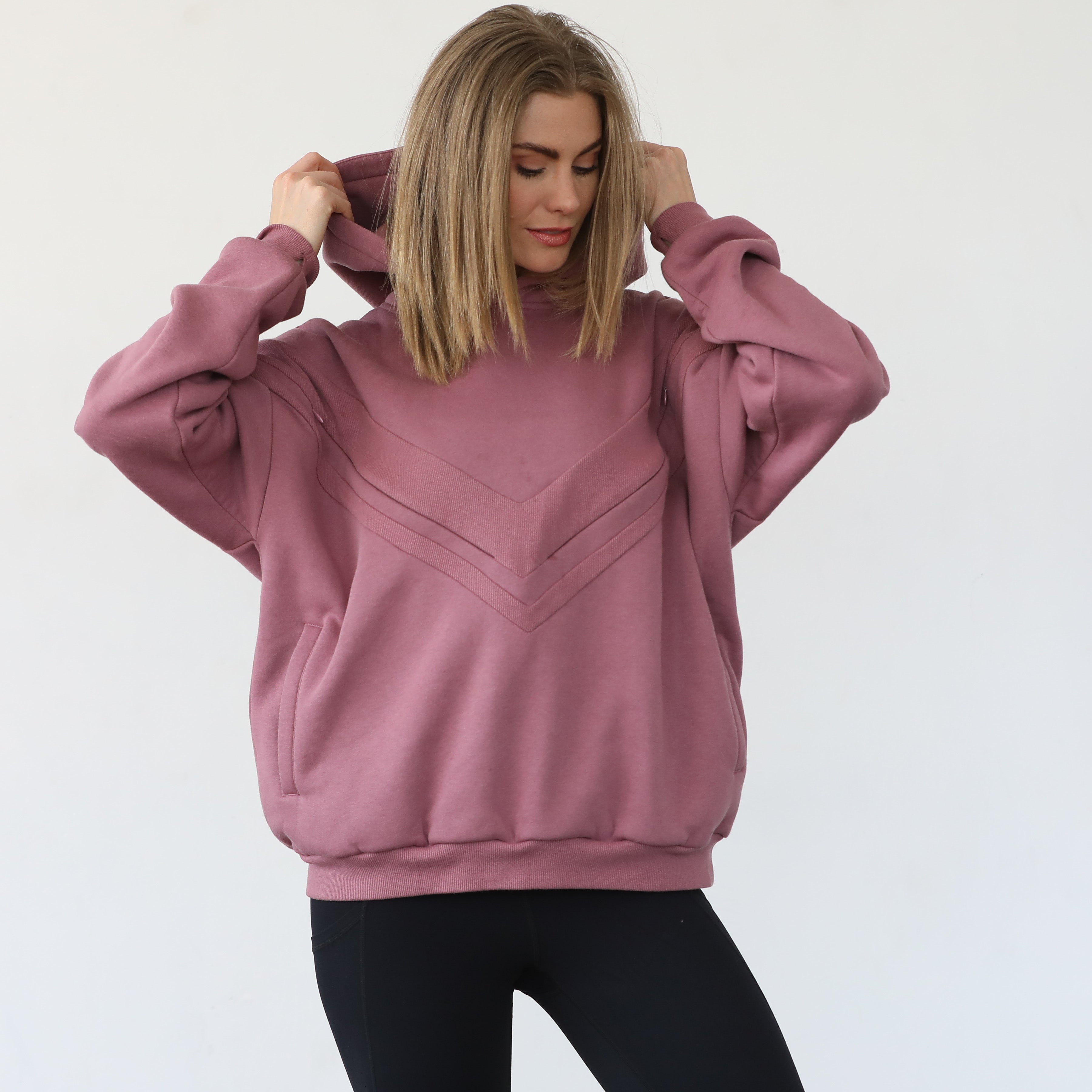 Isabella nursing and pregnancy hoodie, sweat and milk, mauve smoke