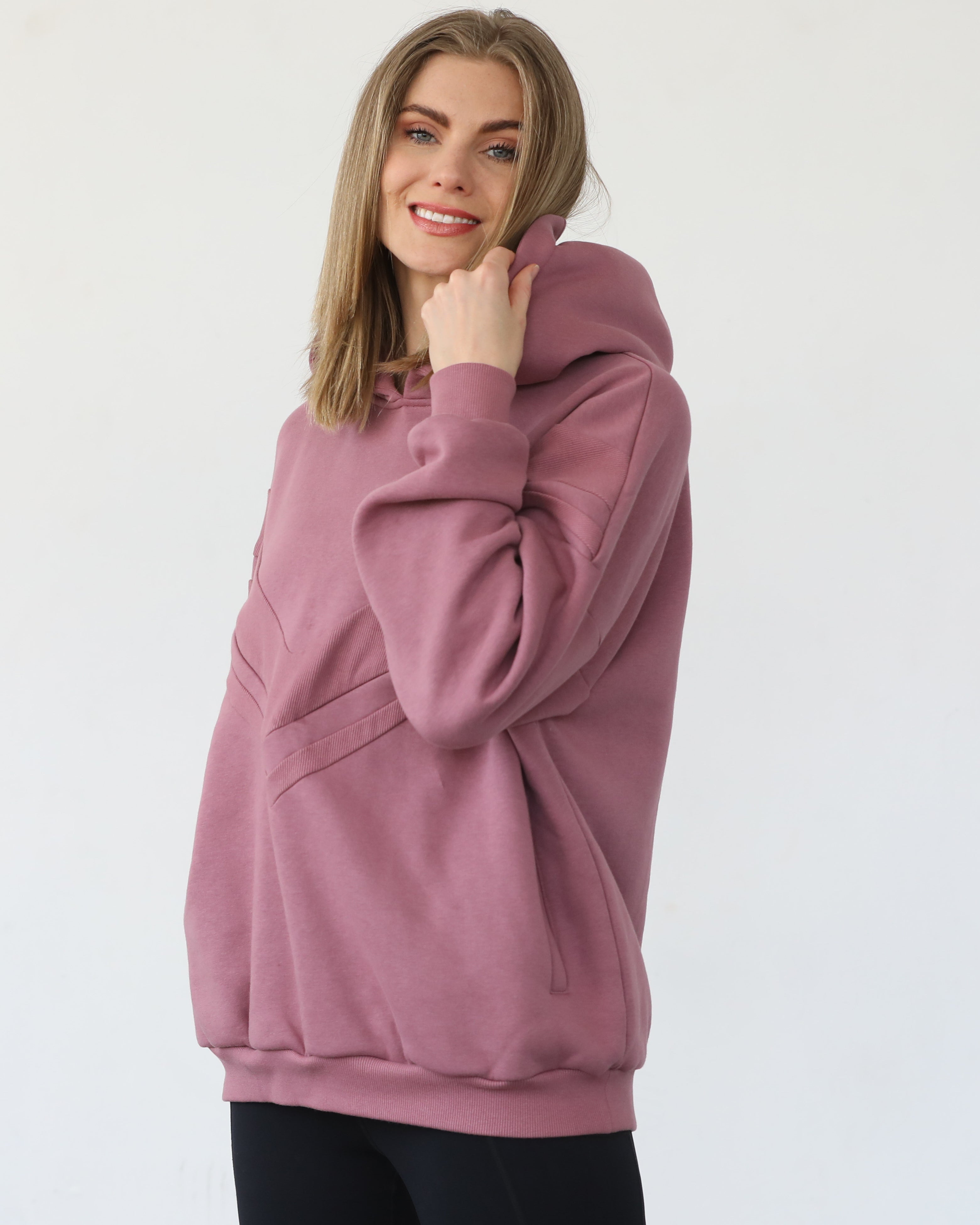 Isabella nursing and pregnancy hoodie, sweat and milk, mauve smoke