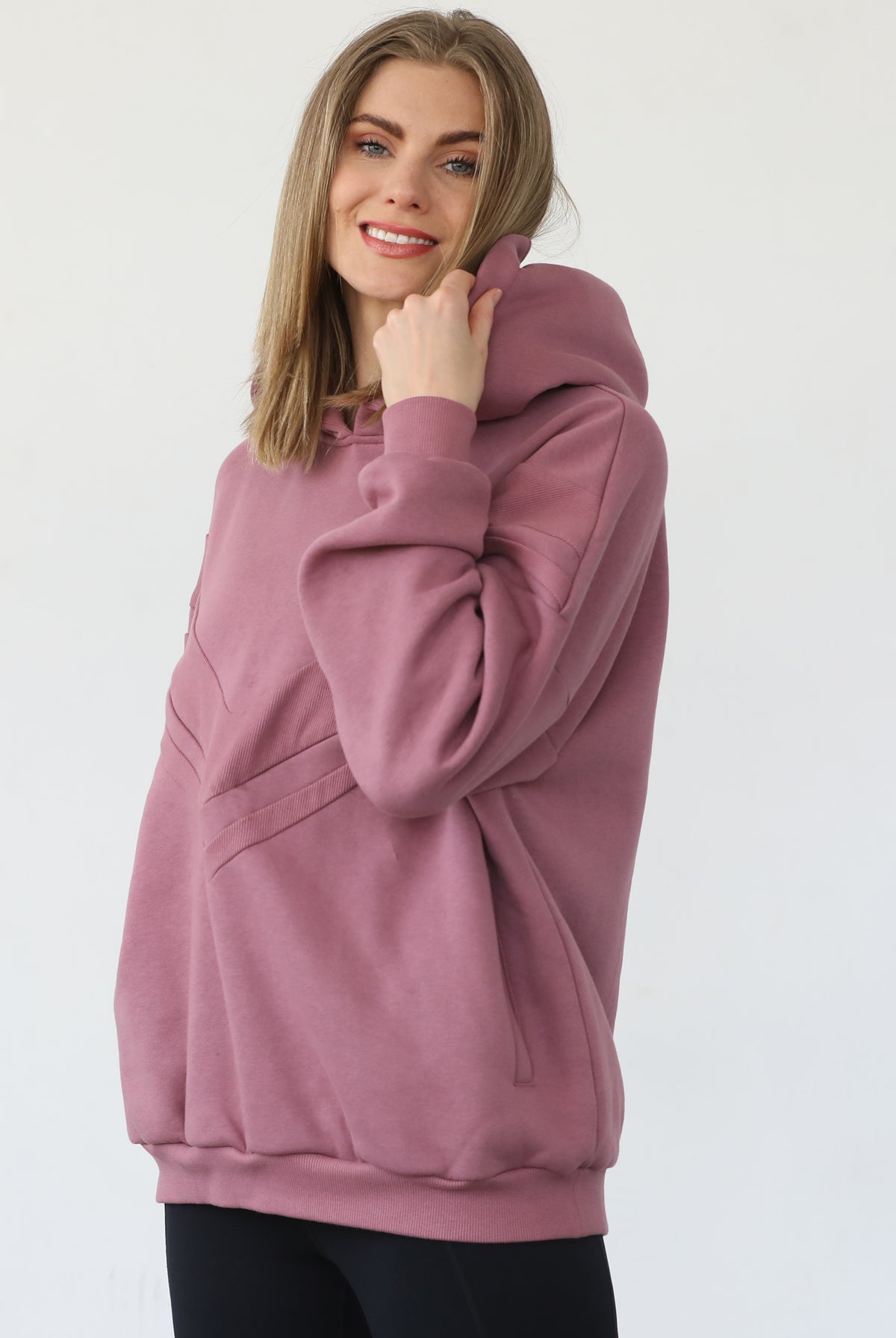 Isabella nursing and pregnancy hoodie, sweat and milk, mauve smoke