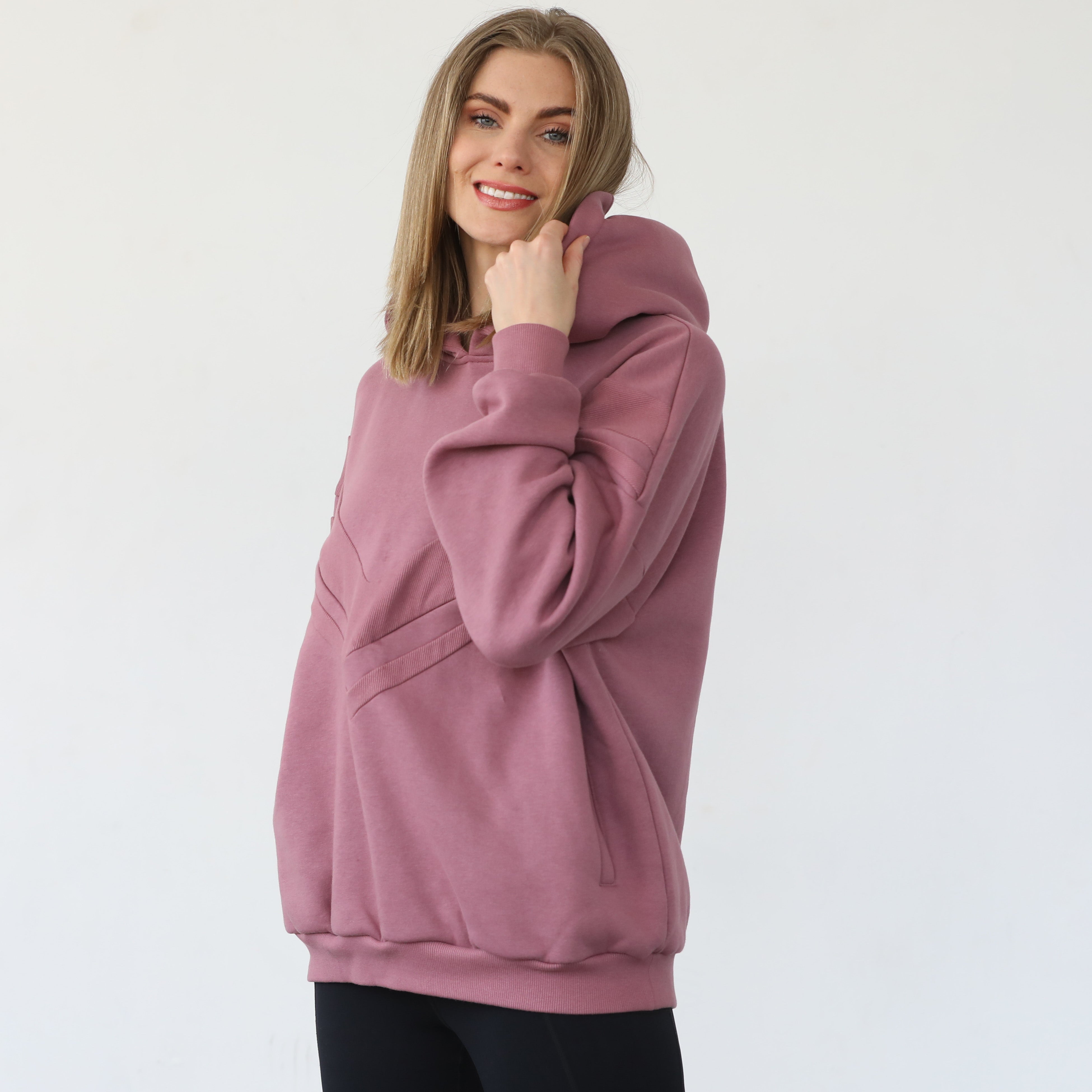 Isabella nursing and pregnancy hoodie, sweat and milk, mauve smoke