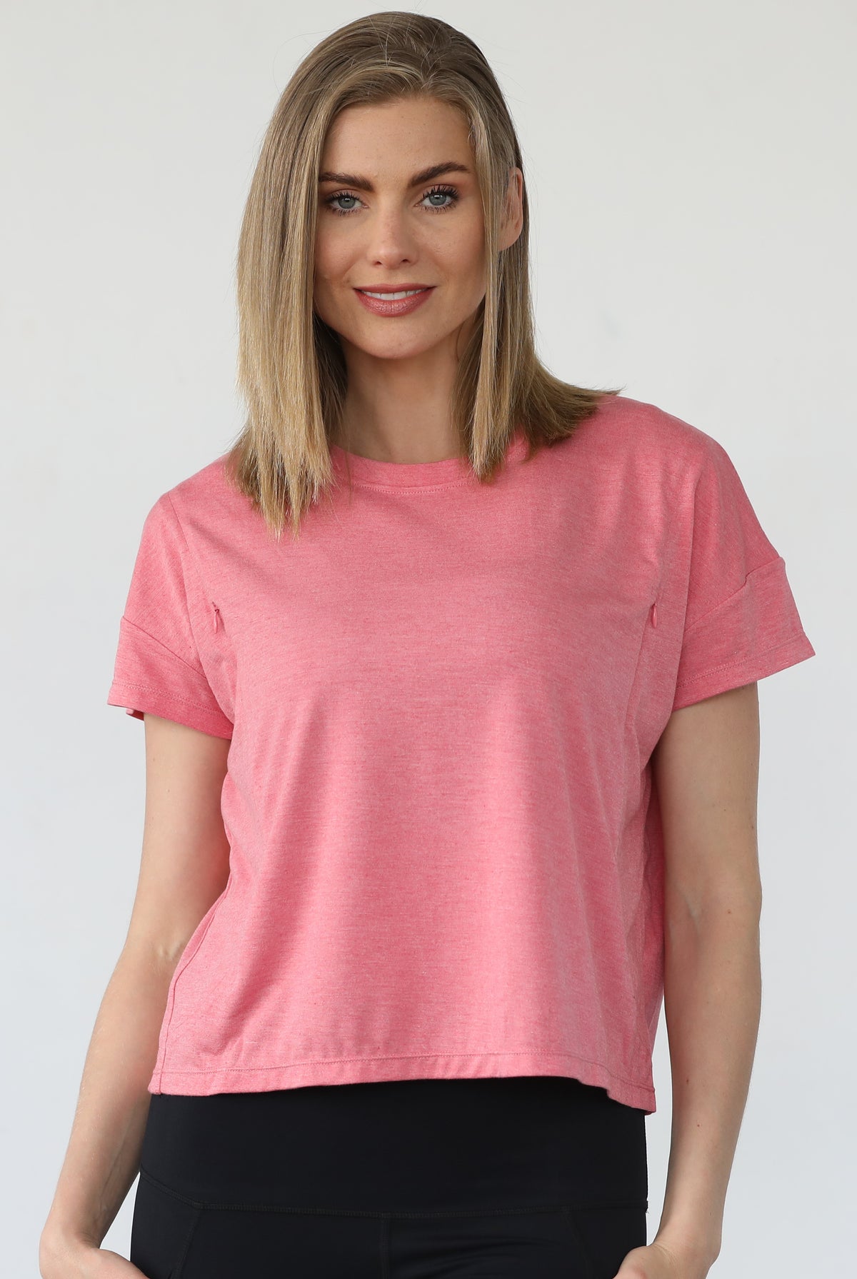 Abigail nursing short sleeve top, sugar coral, sweat and milk