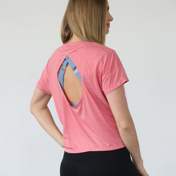 Abigail Organic Cotton Short Sleeve Nursing T-Shirt (Pine) in Sugar Coral