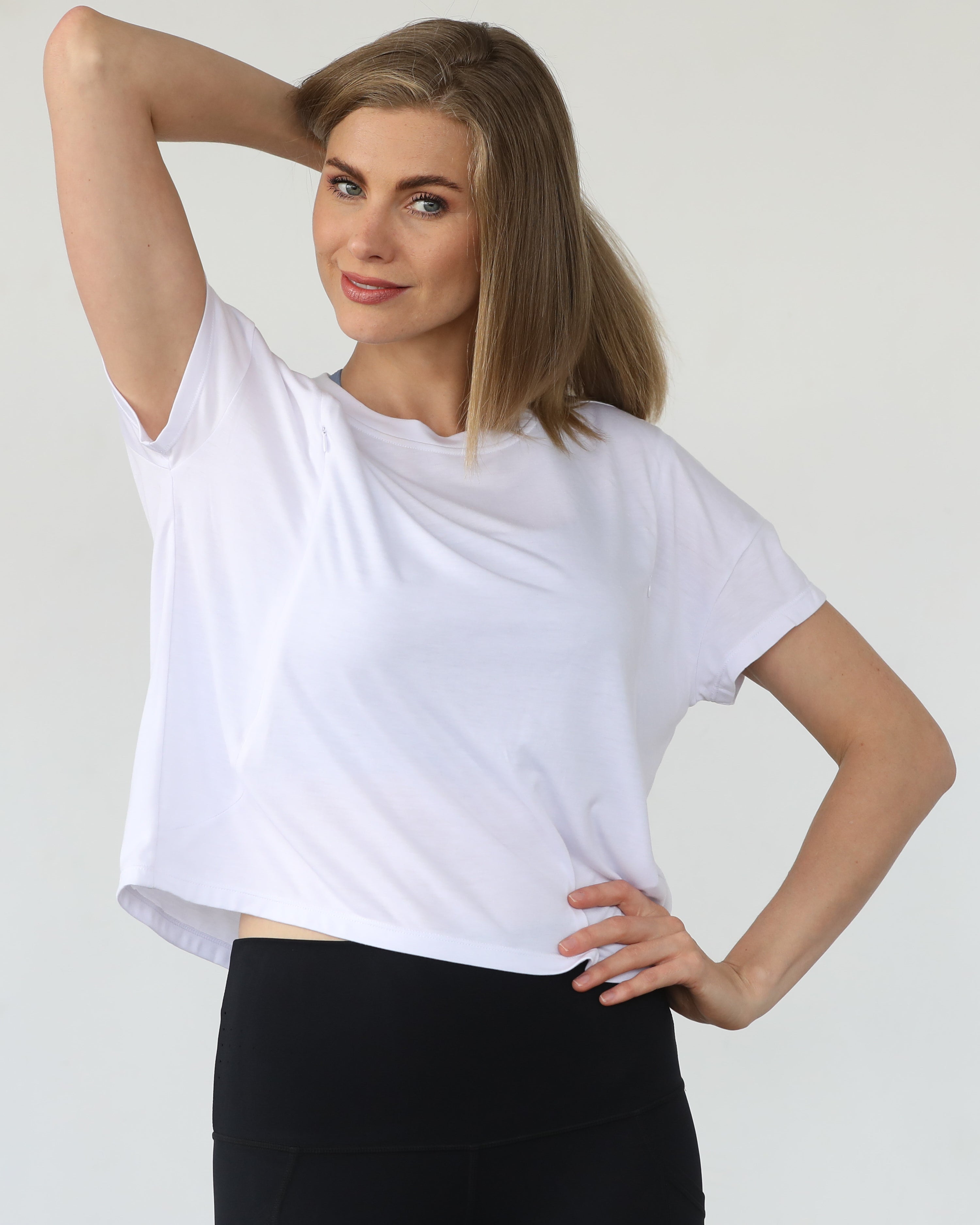 Abigail nursing short sleeve, white, sweat and milk