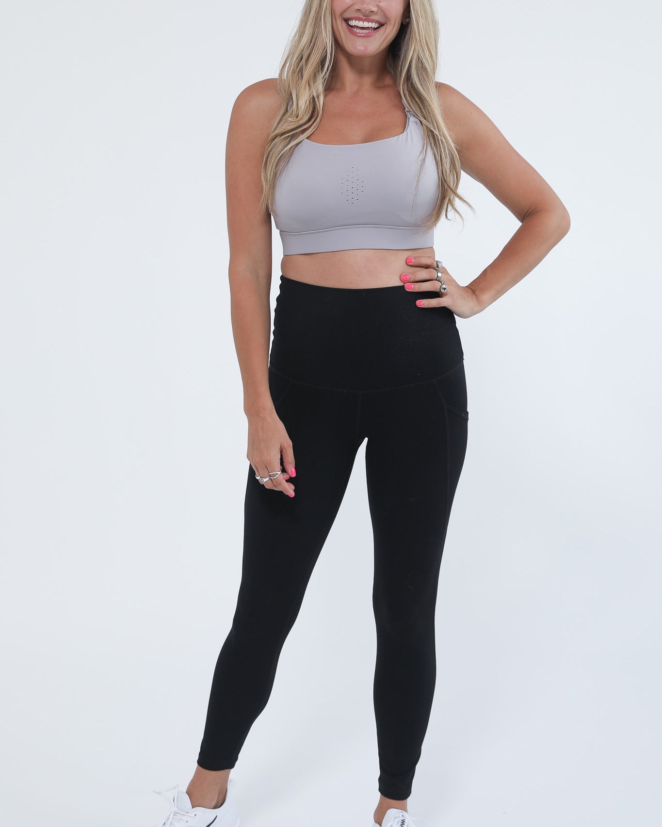Chloe 4 Running Nursing Sports bra, high impact, grey, sweat and milk