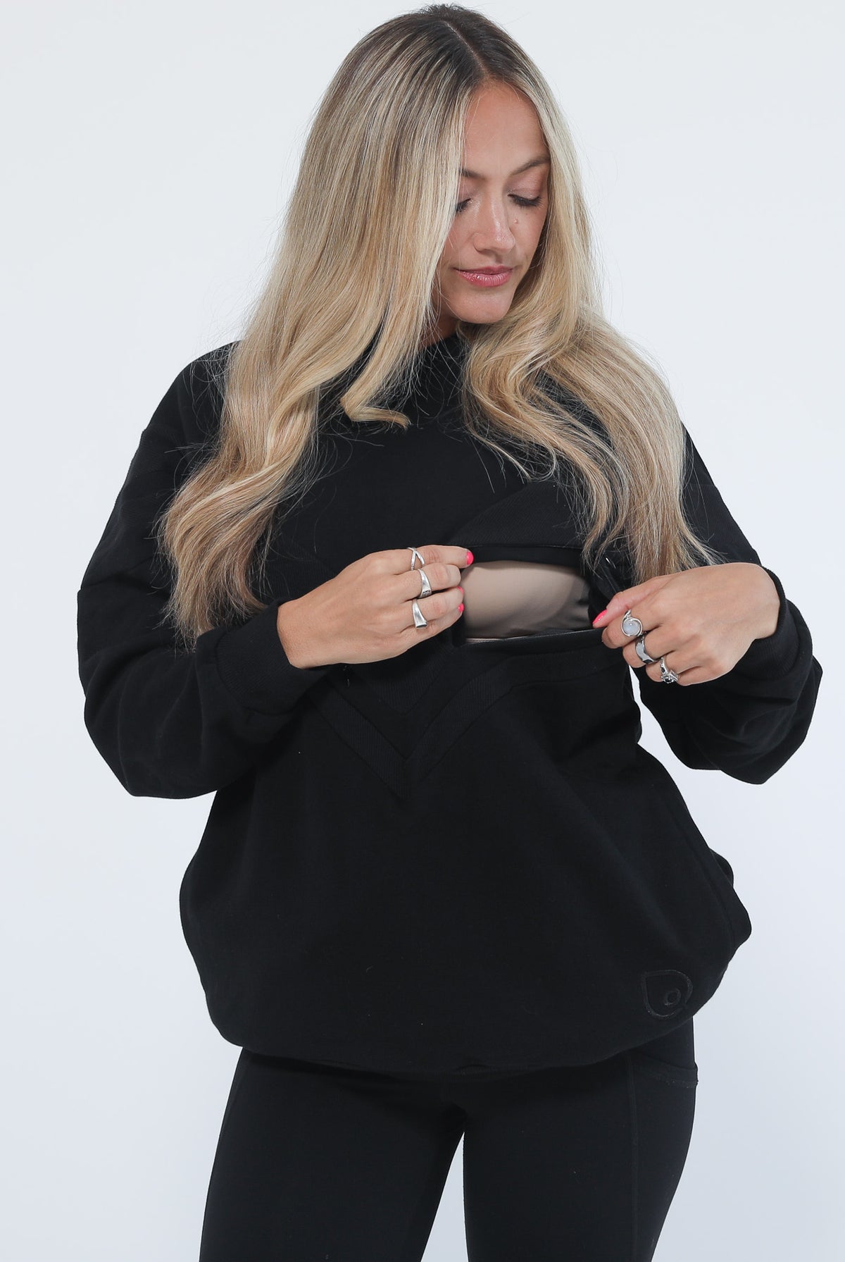 Organic nursing hoodie, oversized, sweat and milk