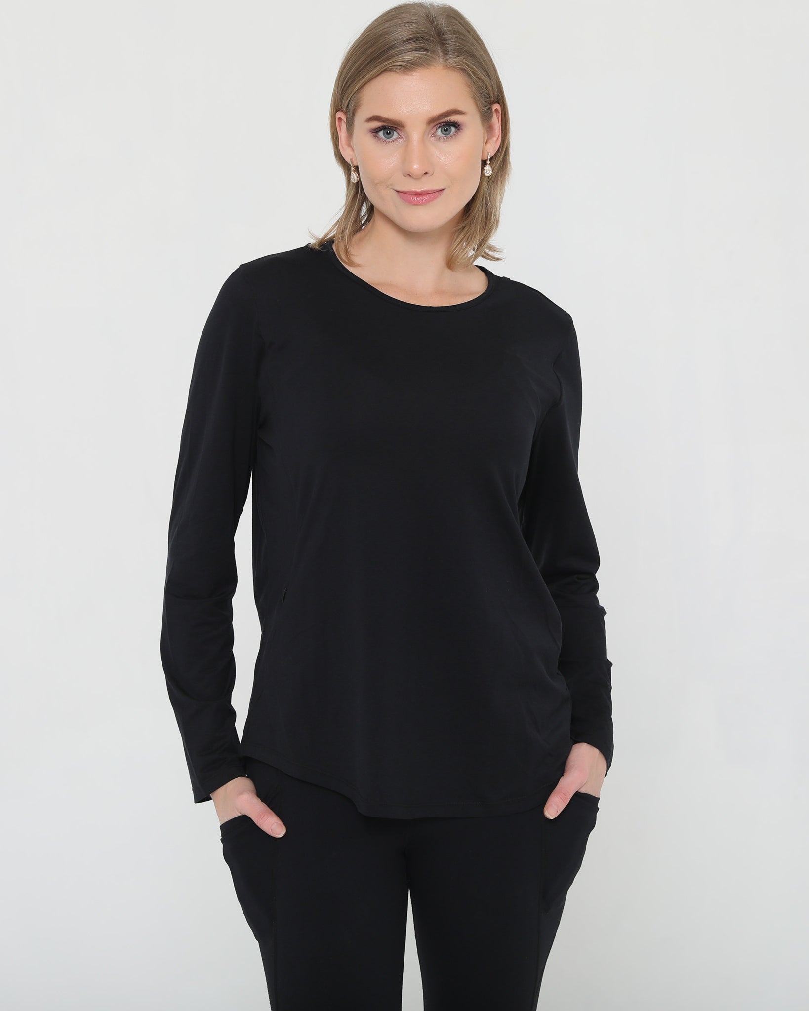 stylish nursing top with invisible zippers, open back design, sweat and milk