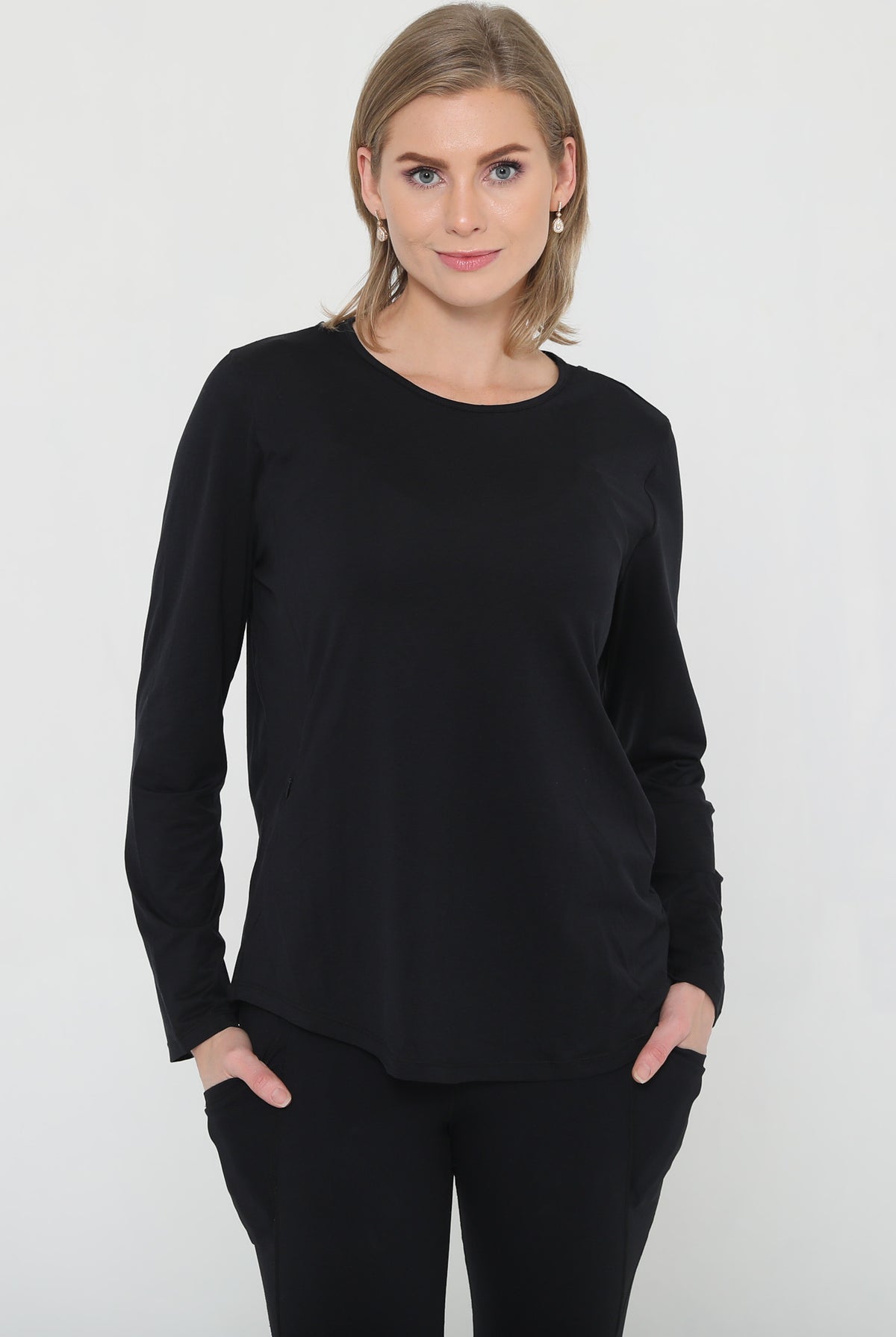 stylish nursing top with invisible zippers, open back design, sweat and milk
