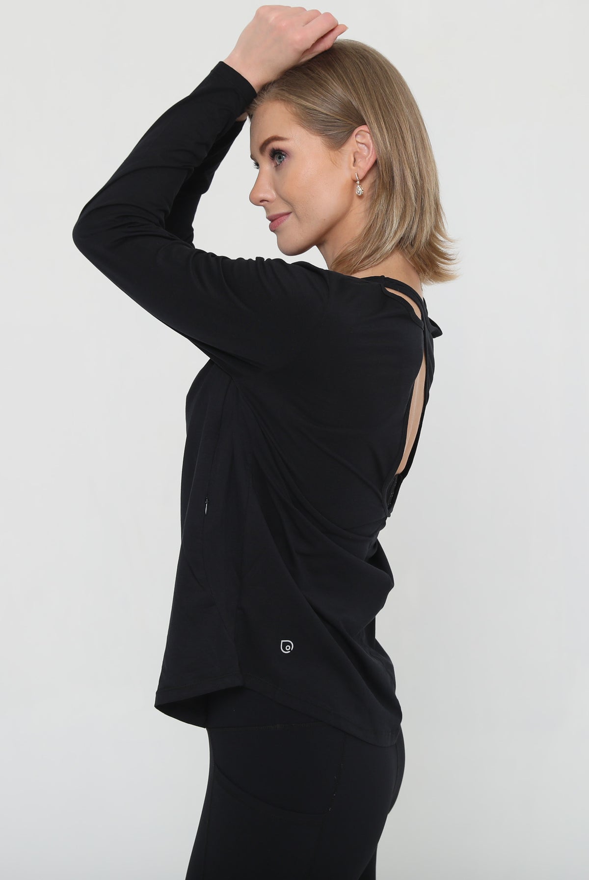 stylish nursing top with invisible zippers, open back design, sweat and milk