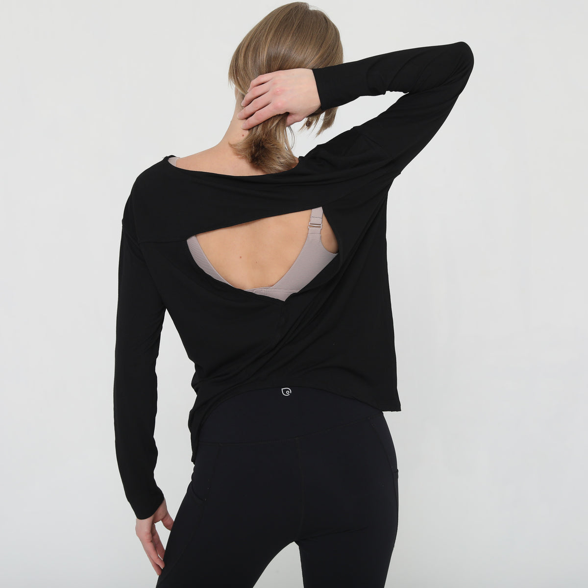 Hazel Open Back Long Sleeve Nursing Top (Noir) – Sweat and Milk LLC