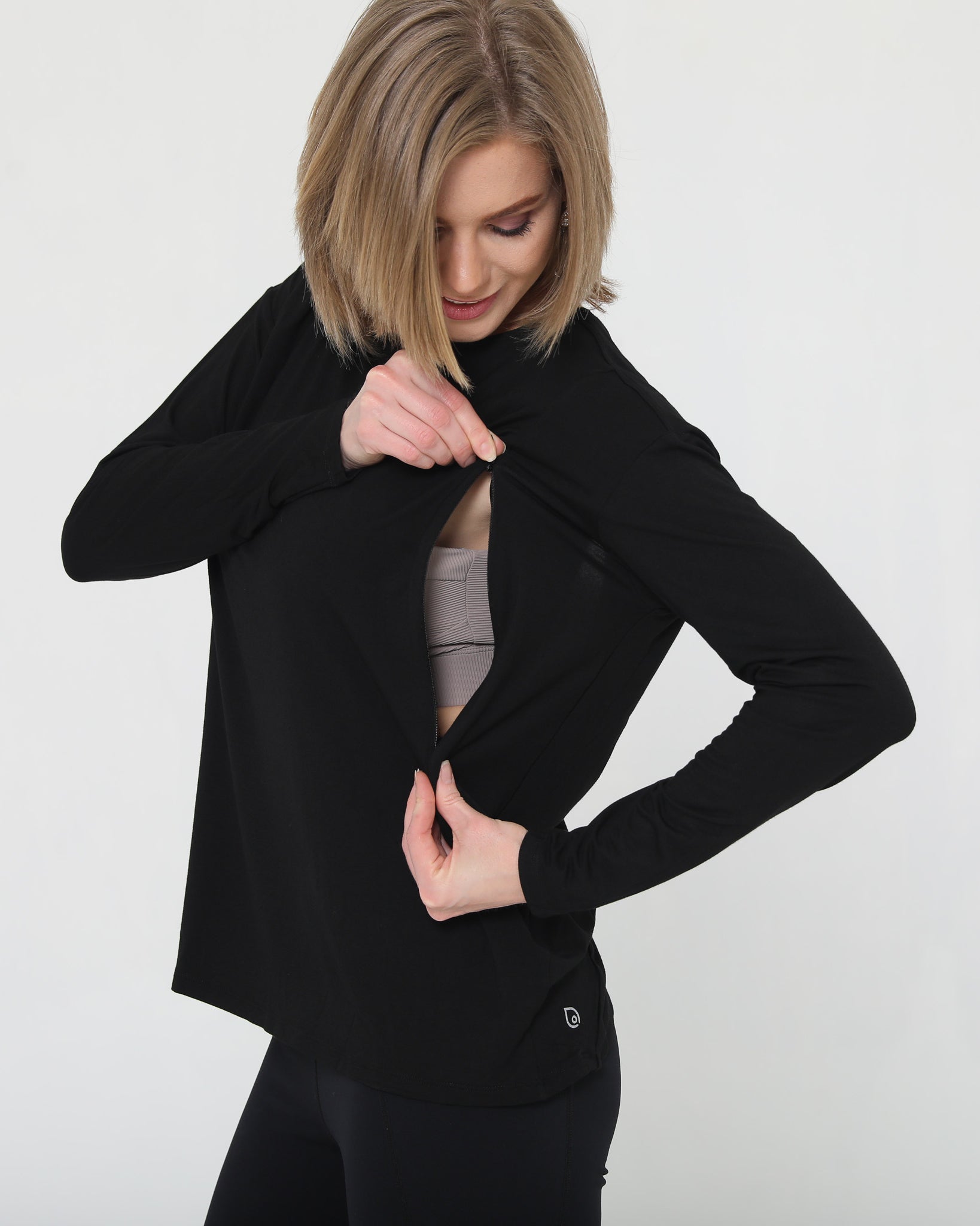 Stylish Open back nursing top long sleeve, sweat and milk