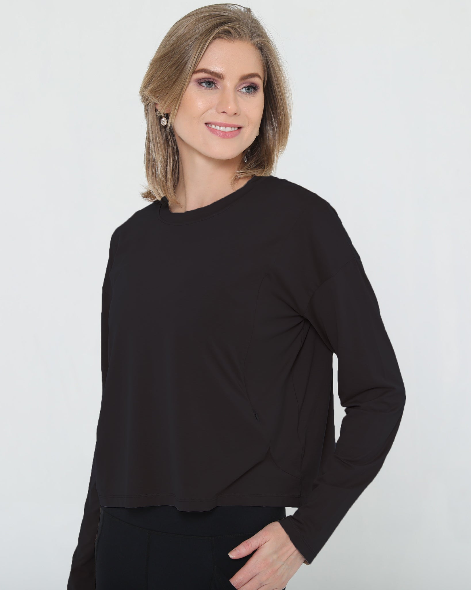 soft long sleeve nursing top crop style, sweat and milk