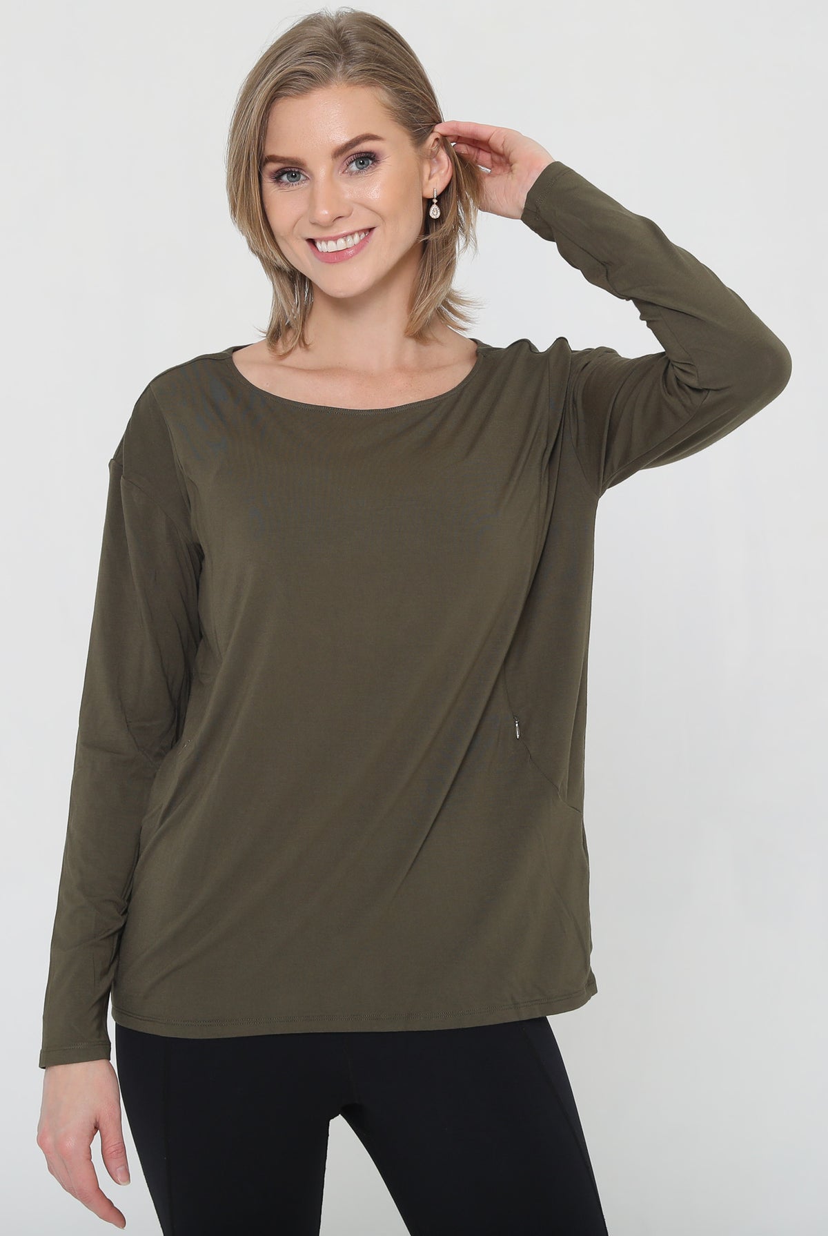 Stylish open back nursing top long sleeve, loose fit, Sweat and Milk