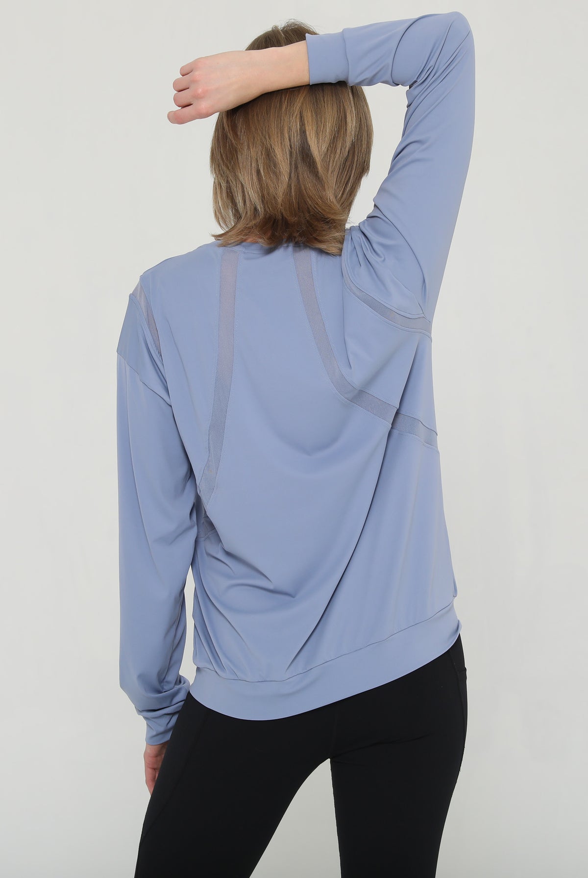 Stylish mesh nursing top long sleeve with zippers, sweat and milk