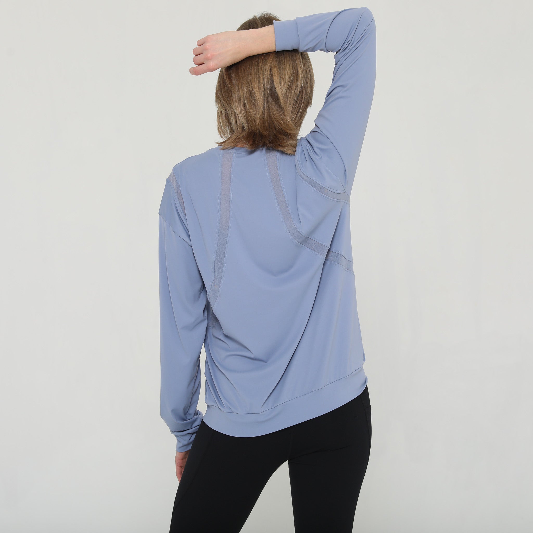 Stylish mesh nursing top long sleeve with zippers, sweat and milk