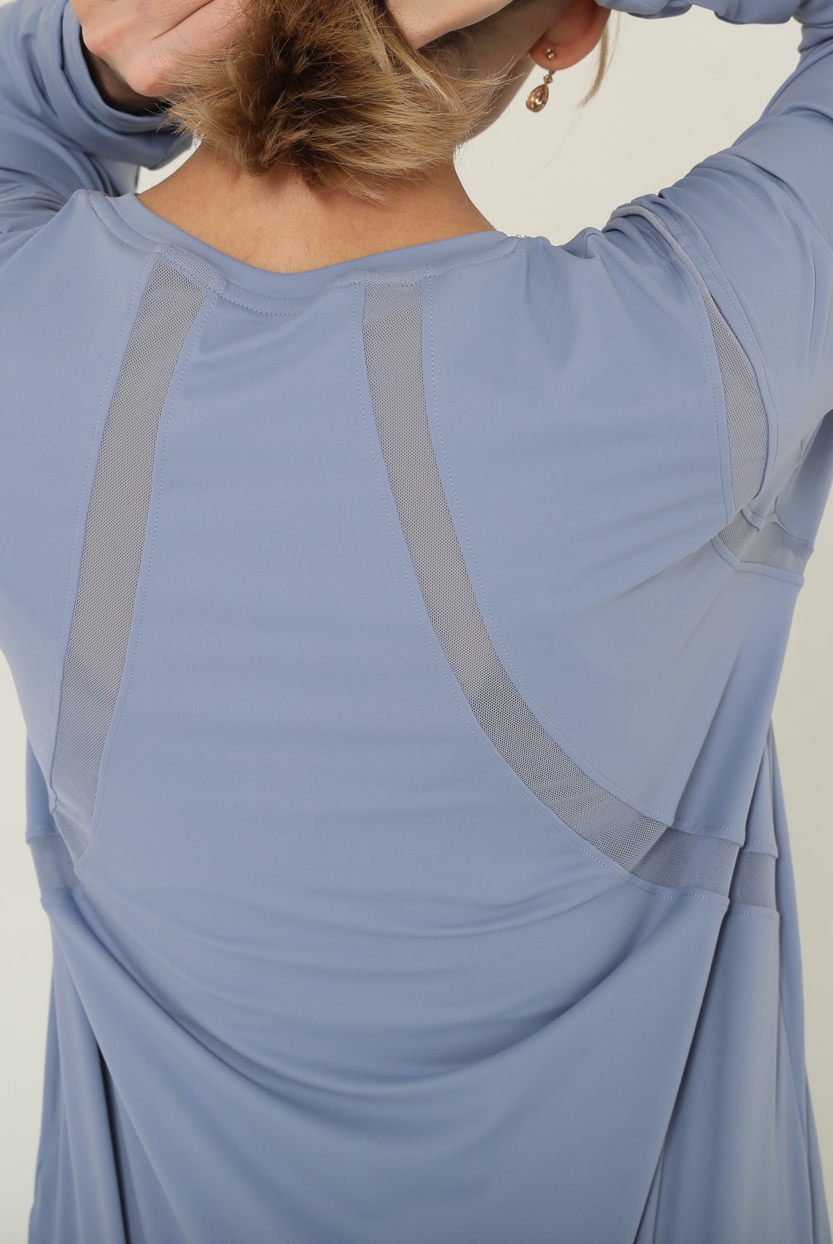 Stylish mesh nursing top long sleeve with zippers, sweat and milk