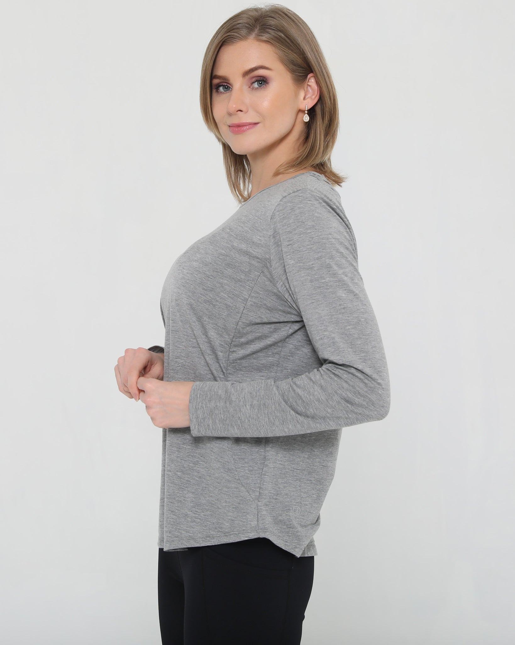 stylish nursing top with invisible zippers, open back design, sweat and milk