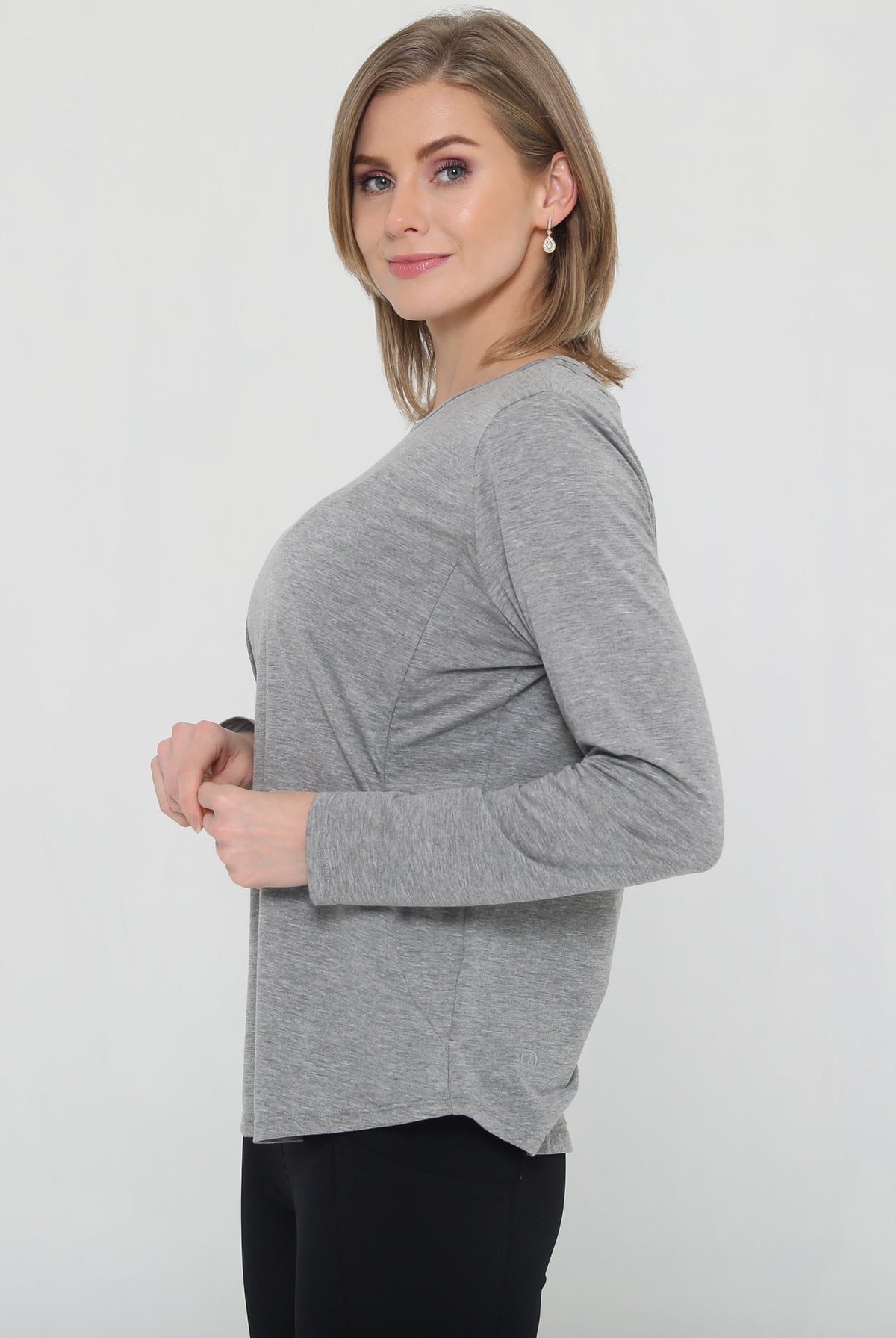 stylish nursing top with invisible zippers, open back design, sweat and milk