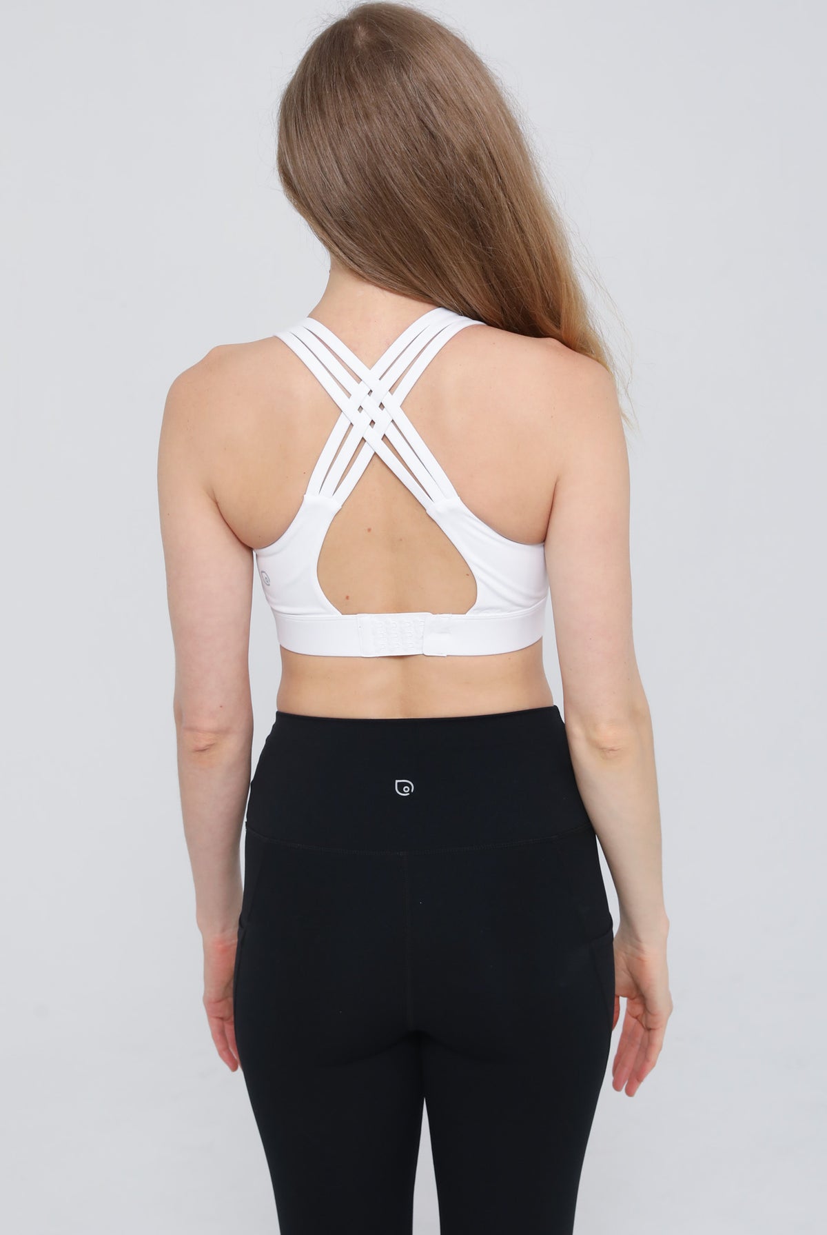 Chloe 4 bra back view – strappy racerback and adjustable band – Sweat and Milk