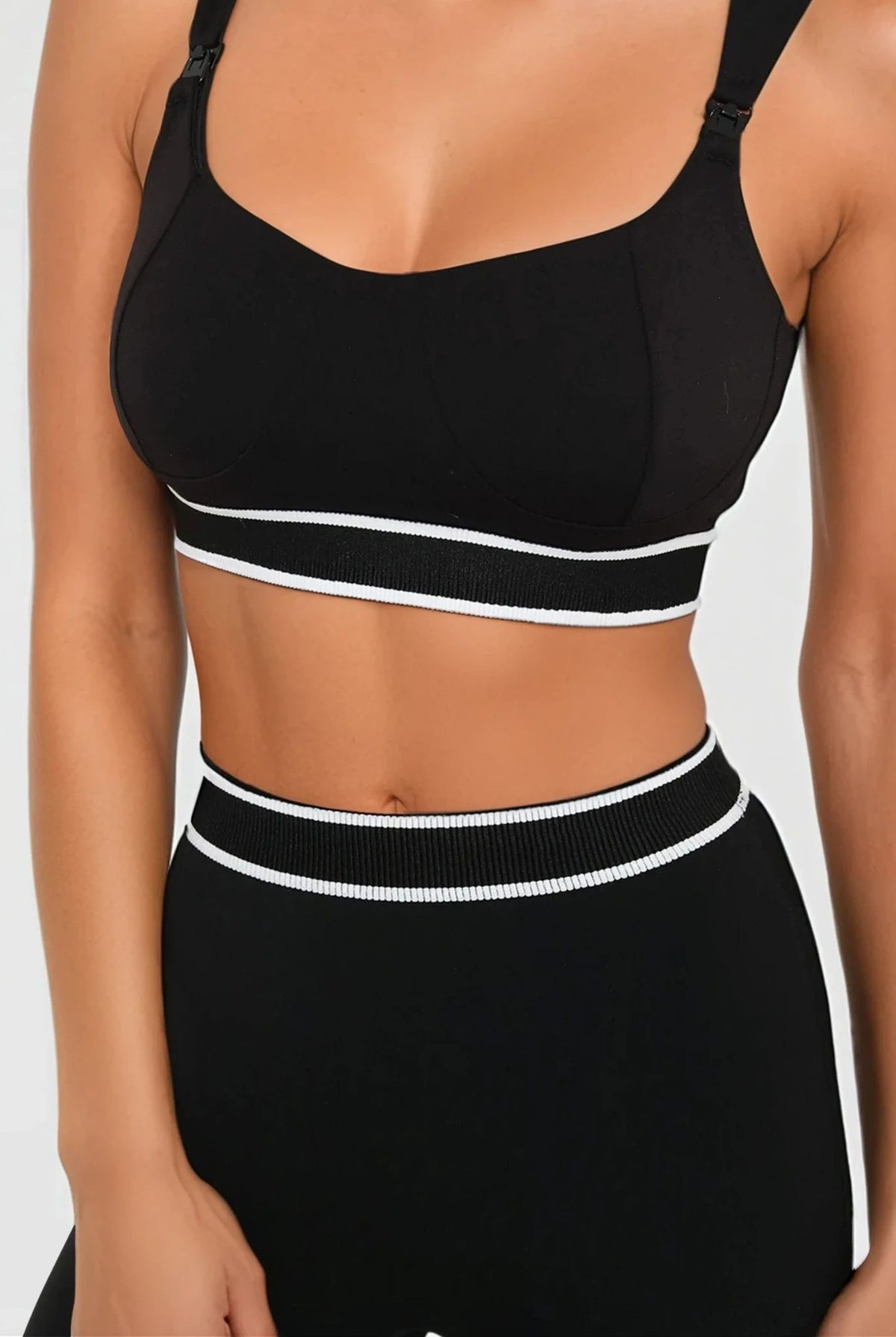 postpartum legging tummy control_contrast waistband