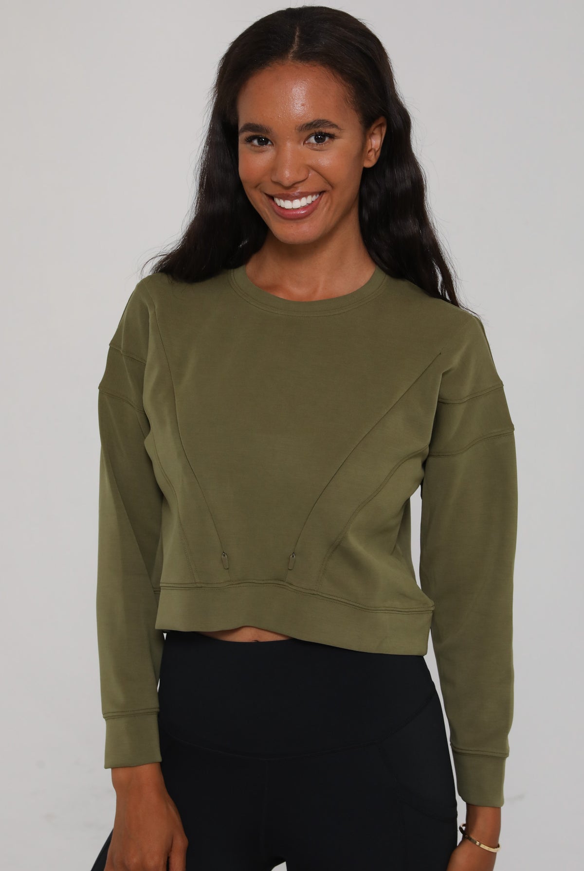 Lyah softtreme nursing sweatshirt pullover, front shot, sweat and milk