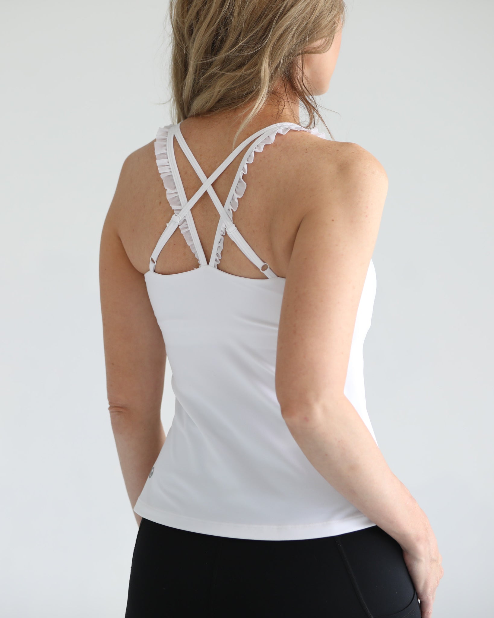 Ruffle nursing tank bra, sweat and milk