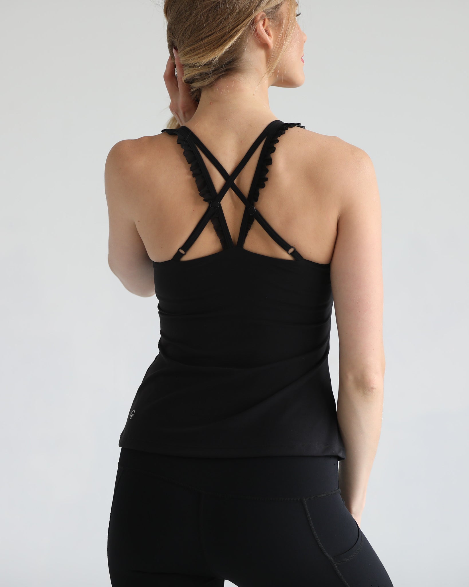 Ruffle nursing tank bra, sweat and milk