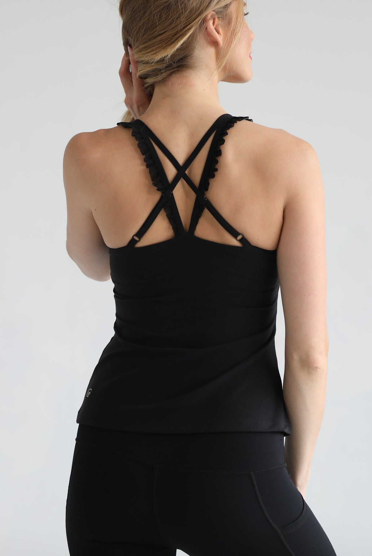 Ruffle nursing tank bra, sweat and milk