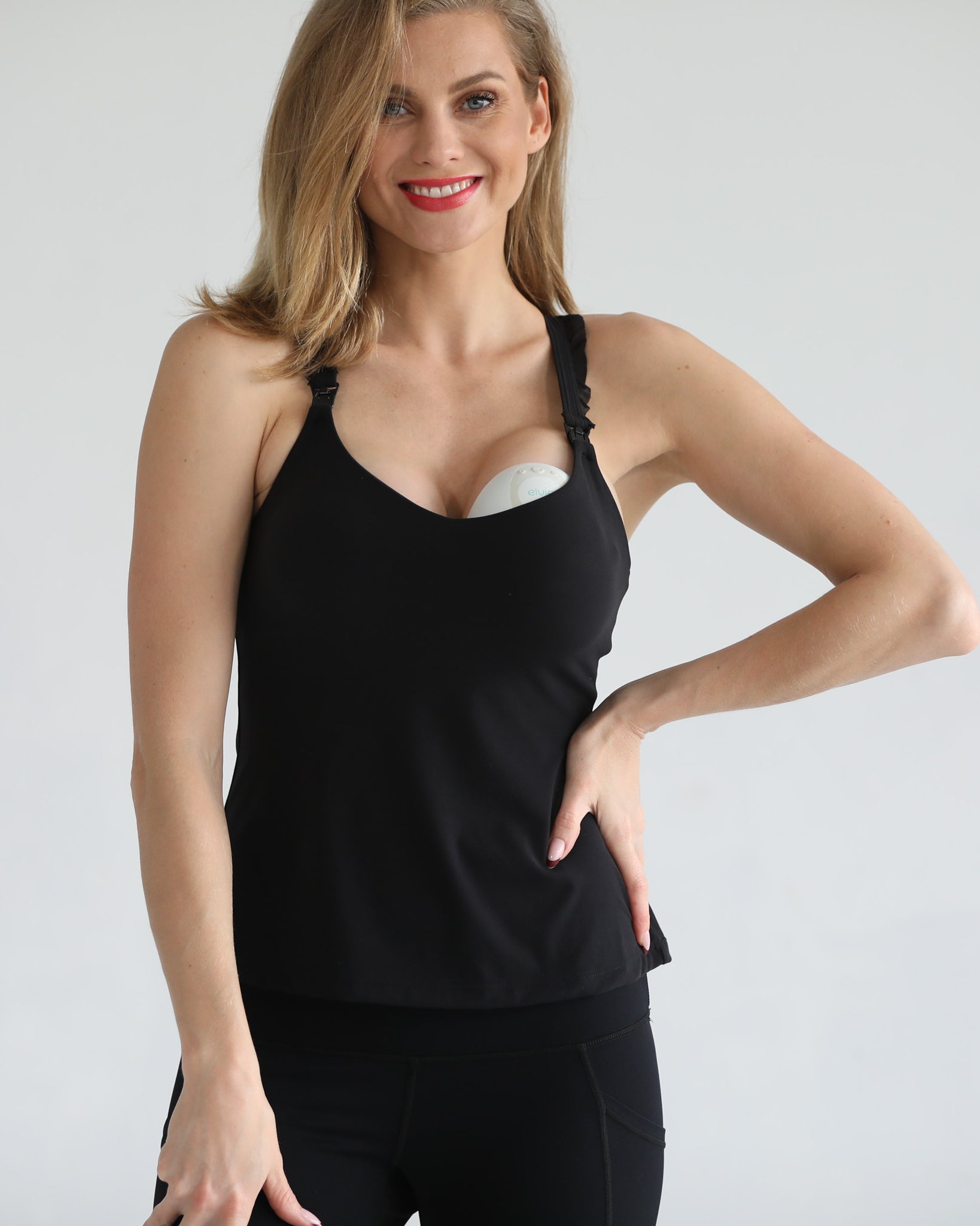 Ruffle nursing tank bra, sweat and milk