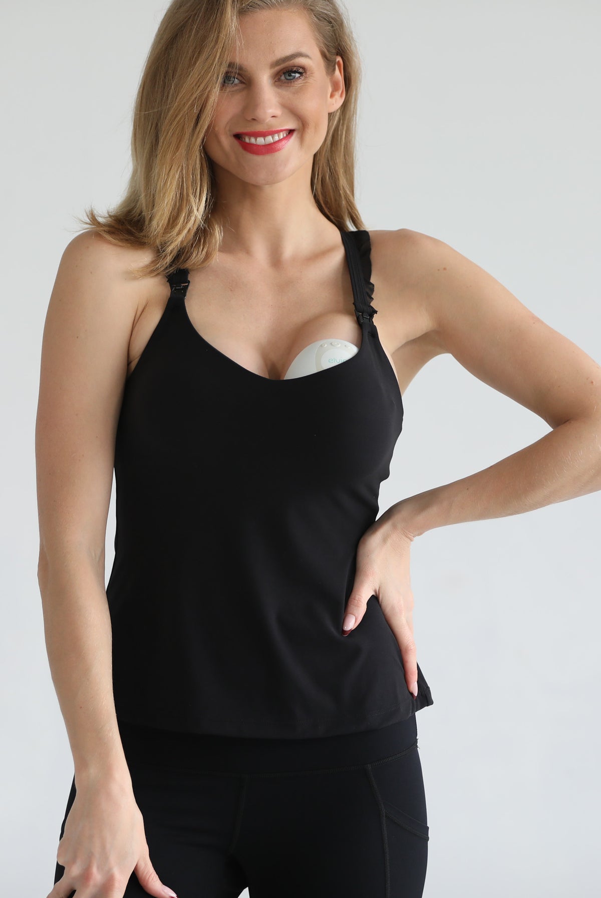 Ruffle nursing tank bra, sweat and milk