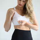 Oceane 4 nursing and pumping medium support sports bra, sweat and milk