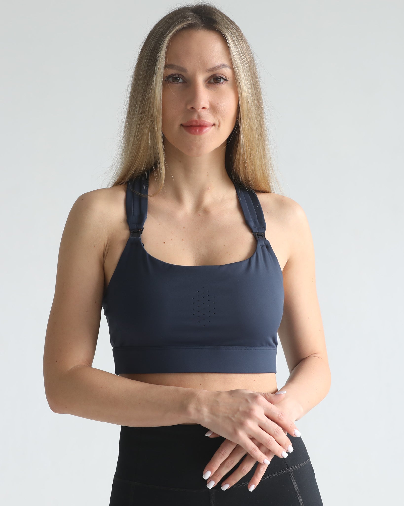 Chloe 4 running high support nursing sports bras, large chested moms, sweat and milk