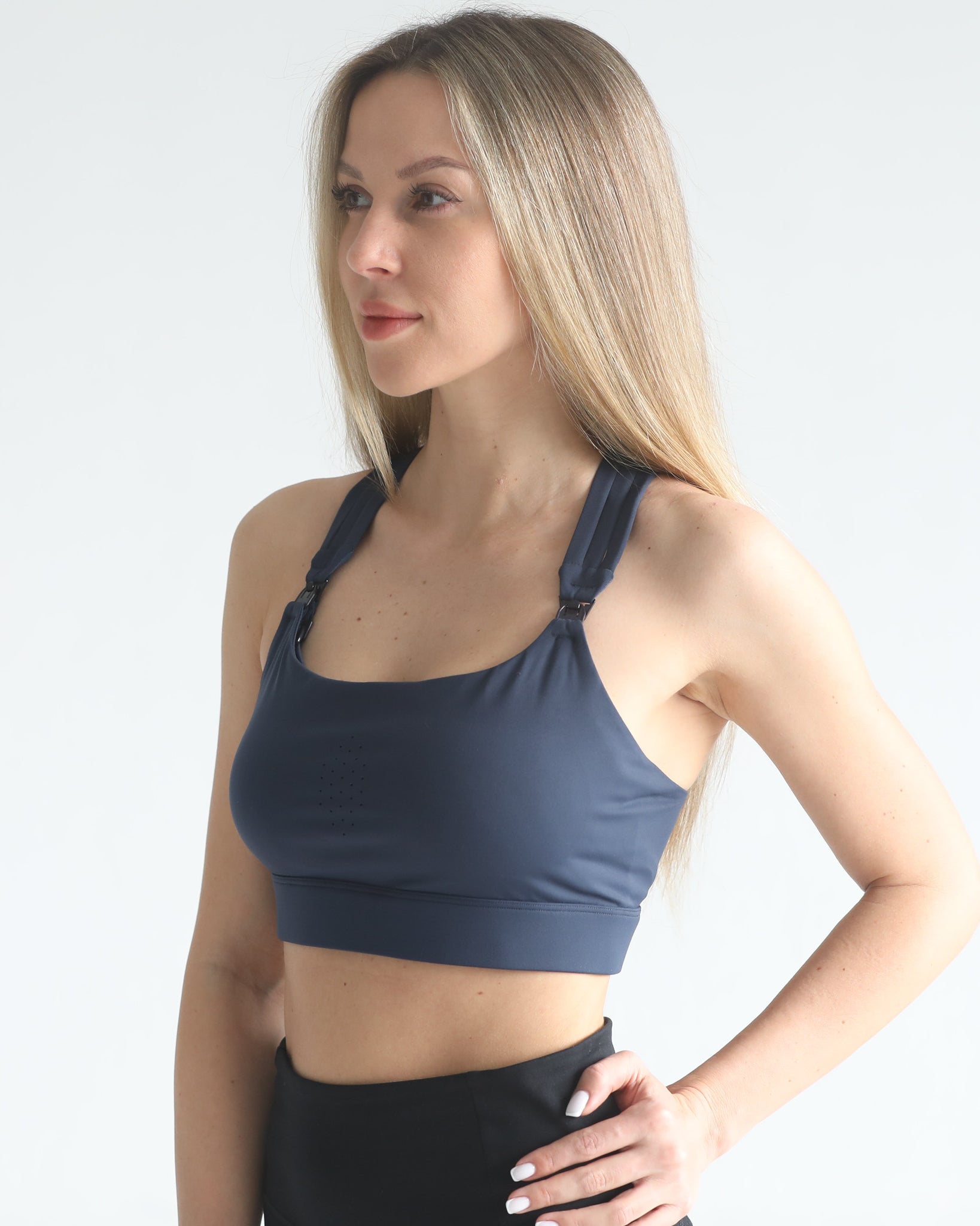 Chloe 4 running high support nursing sports bras, large chested moms, sweat and milk