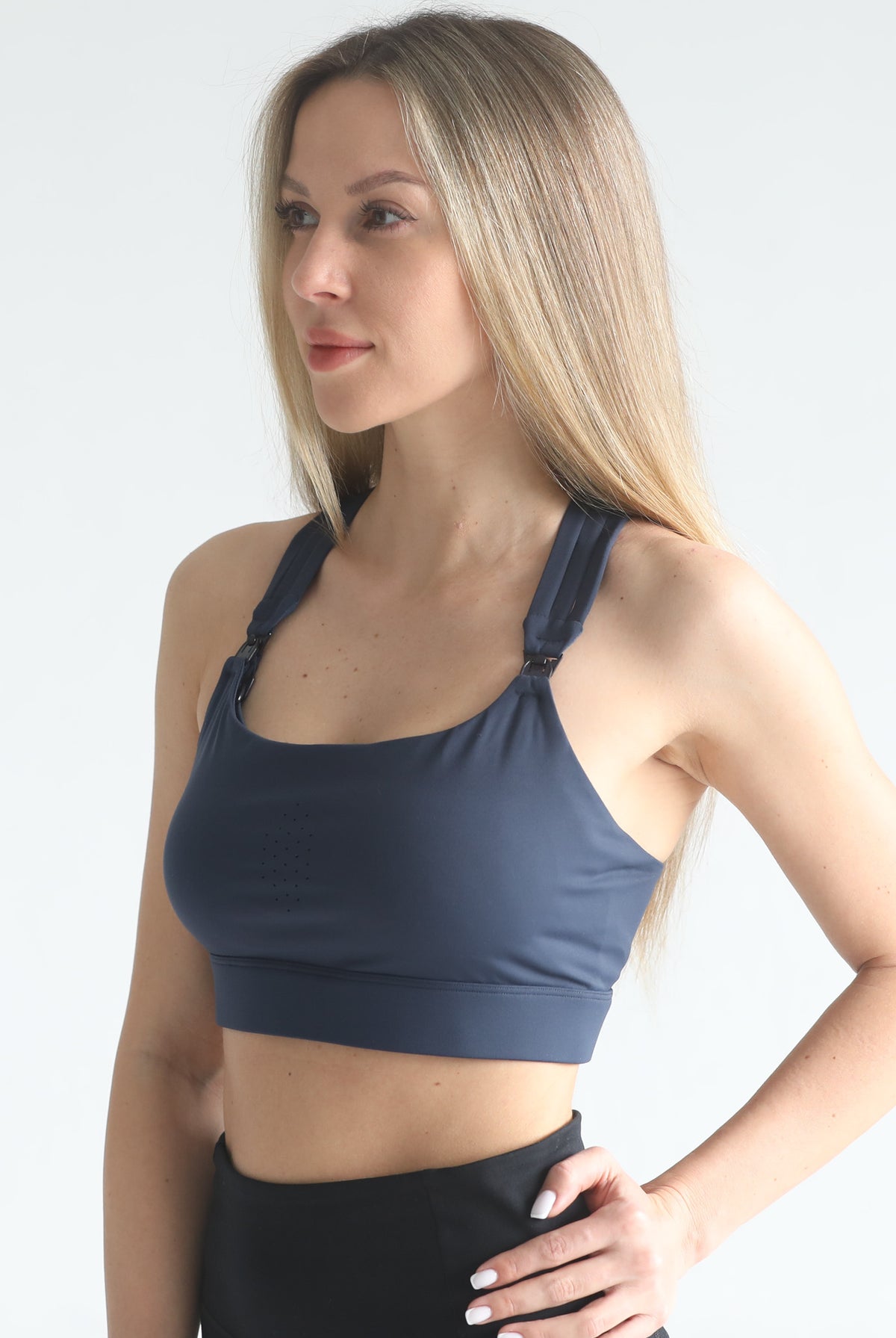Chloe 4 running high support nursing sports bras, large chested moms, sweat and milk