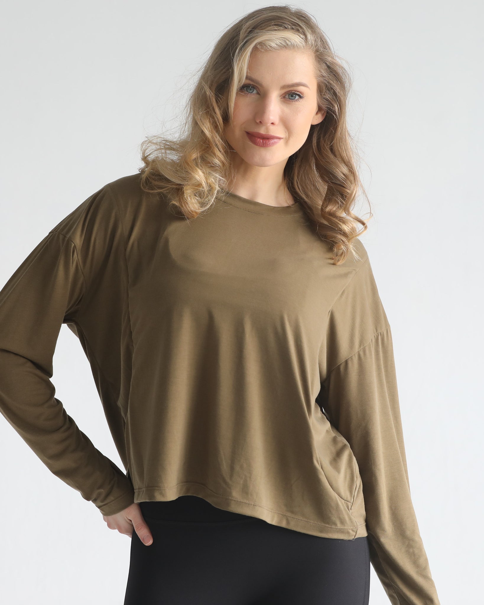 loose fit nursing long sleeve, sweat and milk