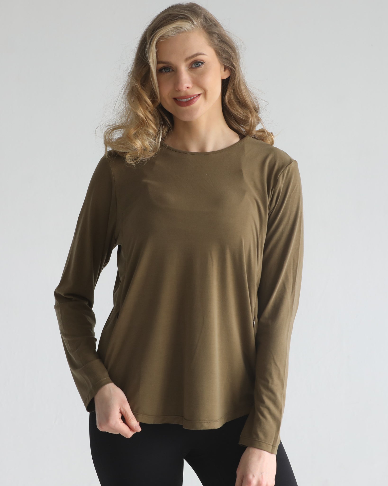 loose fit nursing long sleeve, sweat and milk