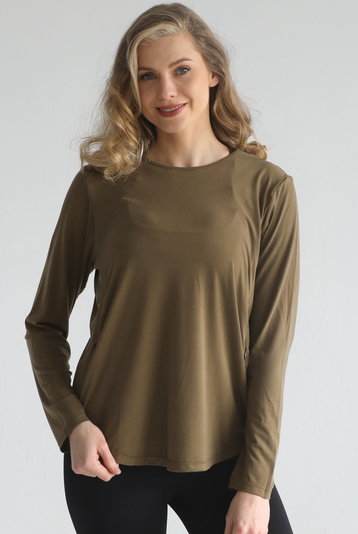 loose fit nursing long sleeve, sweat and milk
