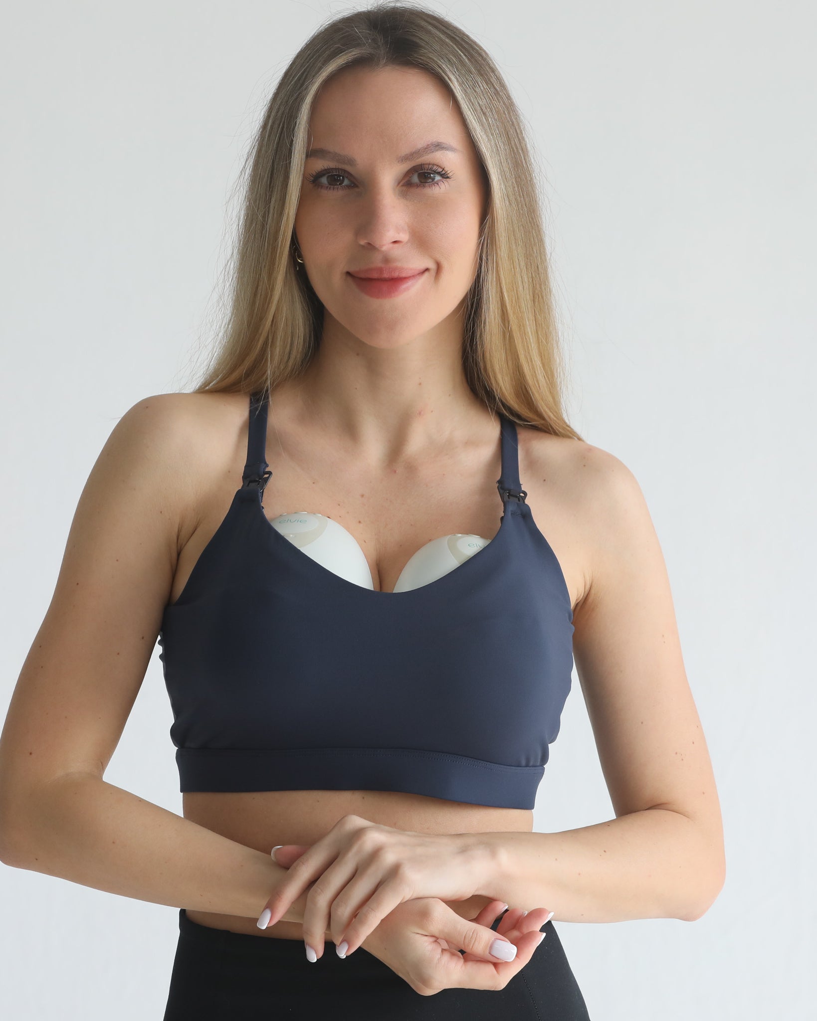 medium support nursing sports bra, adjustable, sweat and milk