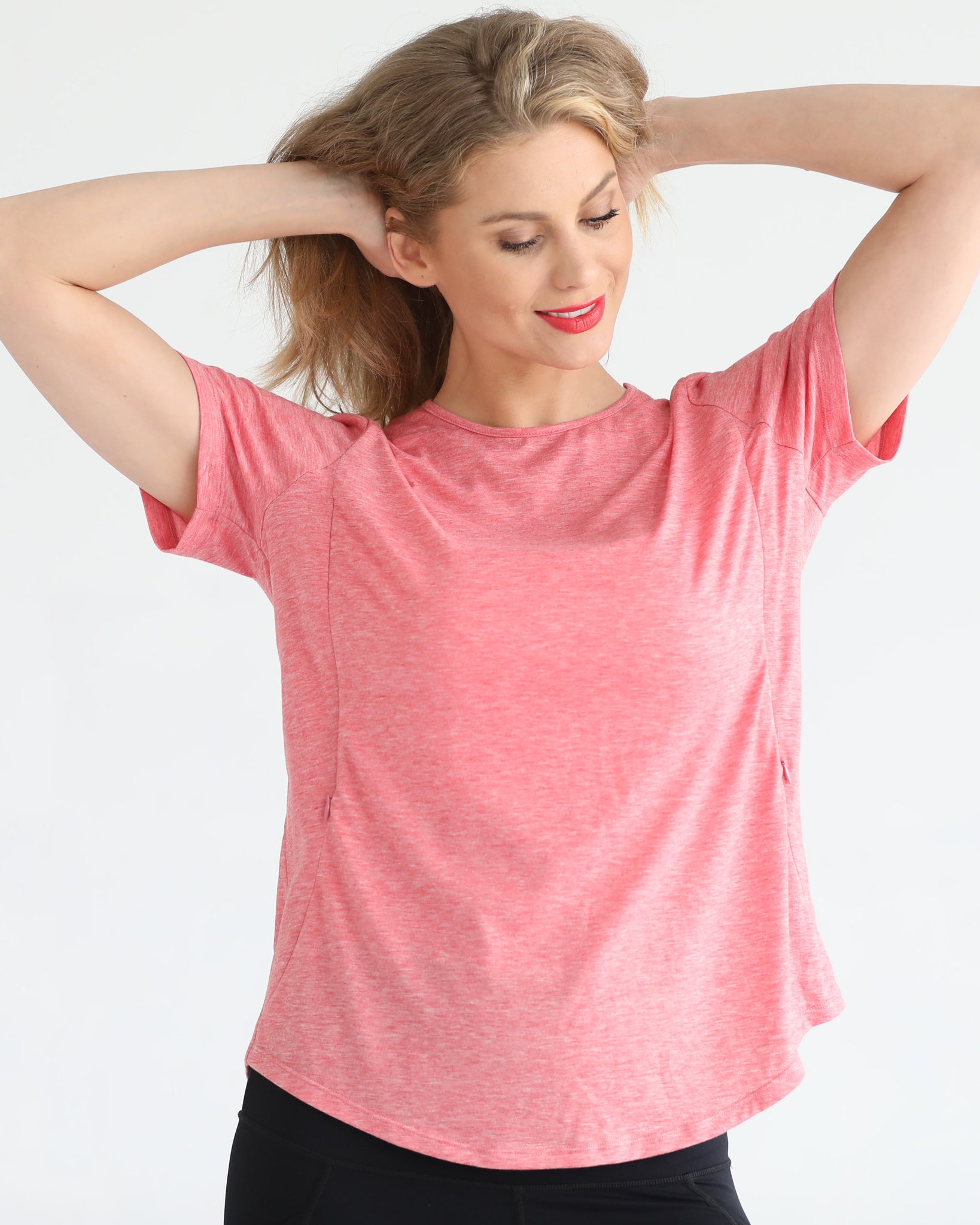 Harper nursing Tee with zippers, loose fit, sweat and milk