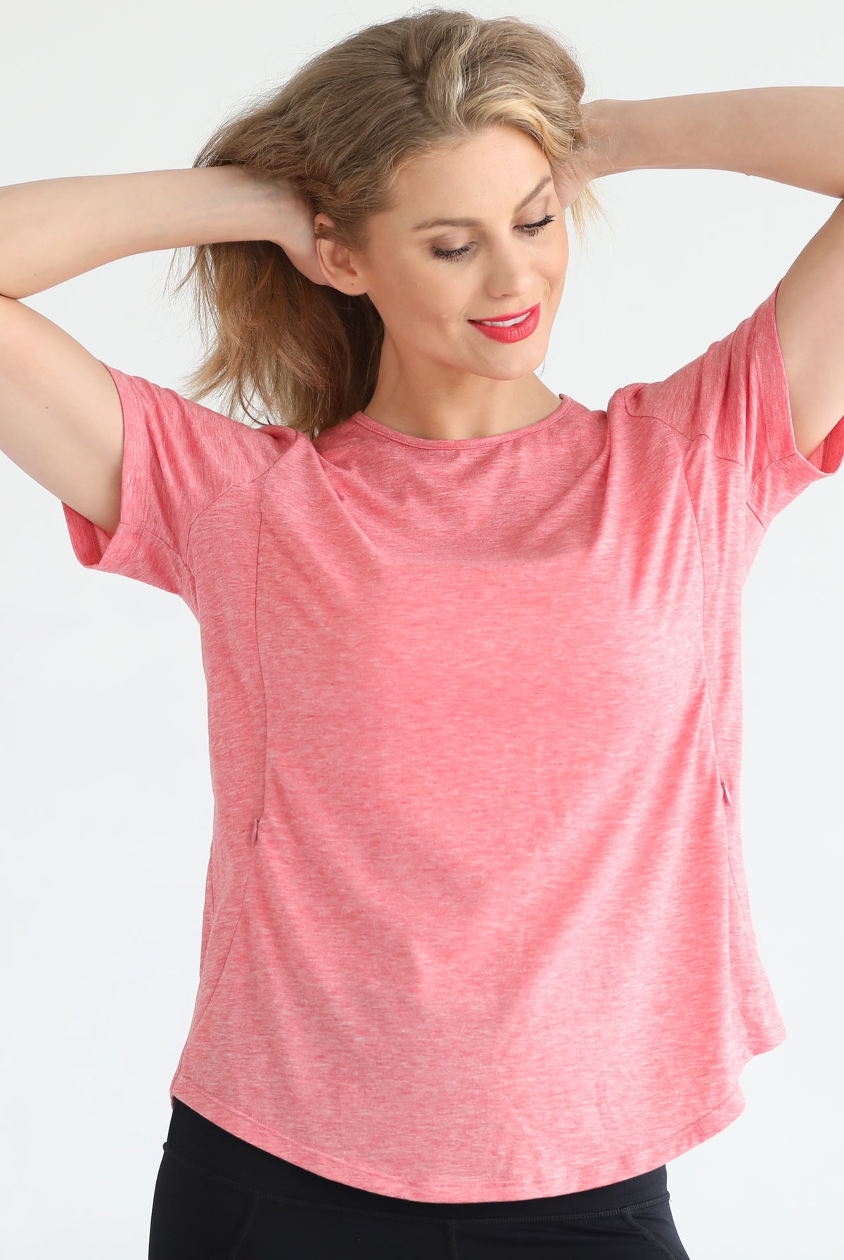 Harper nursing Tee with zippers, loose fit, sweat and milk