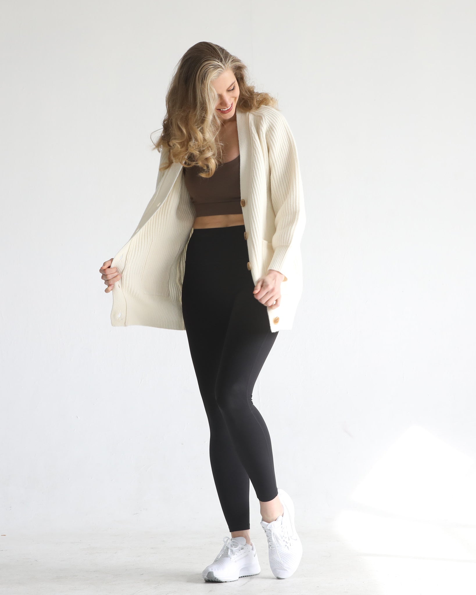 Wool oversized cardigan with pocket