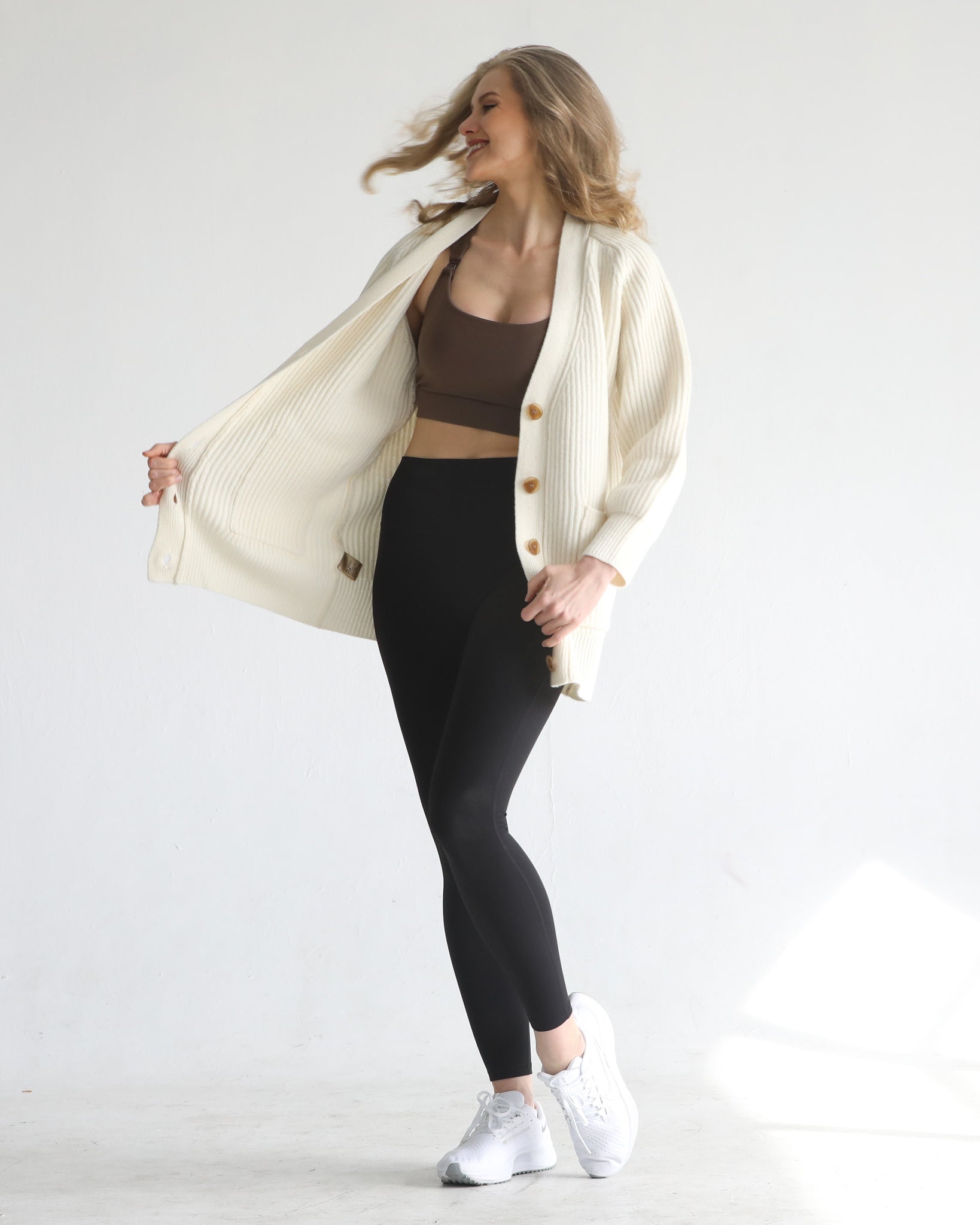 Wool oversized cardigan with pocket